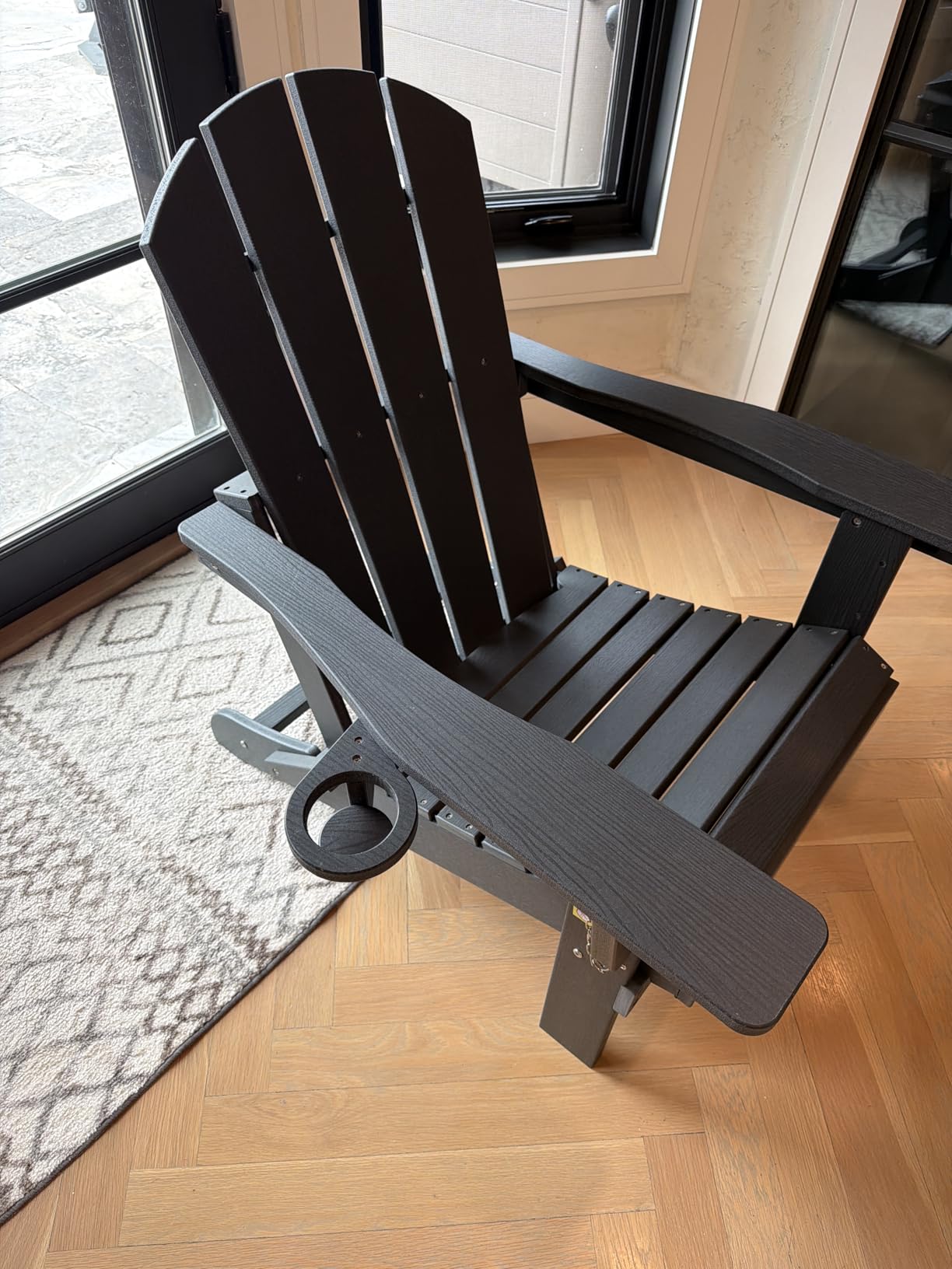 Folding Adirondack Chair Set of 2, Reclining Adirondack Chair with 3 Recline Positions, All Weather HDPE Outdoor Adirondack, White customer photo 1