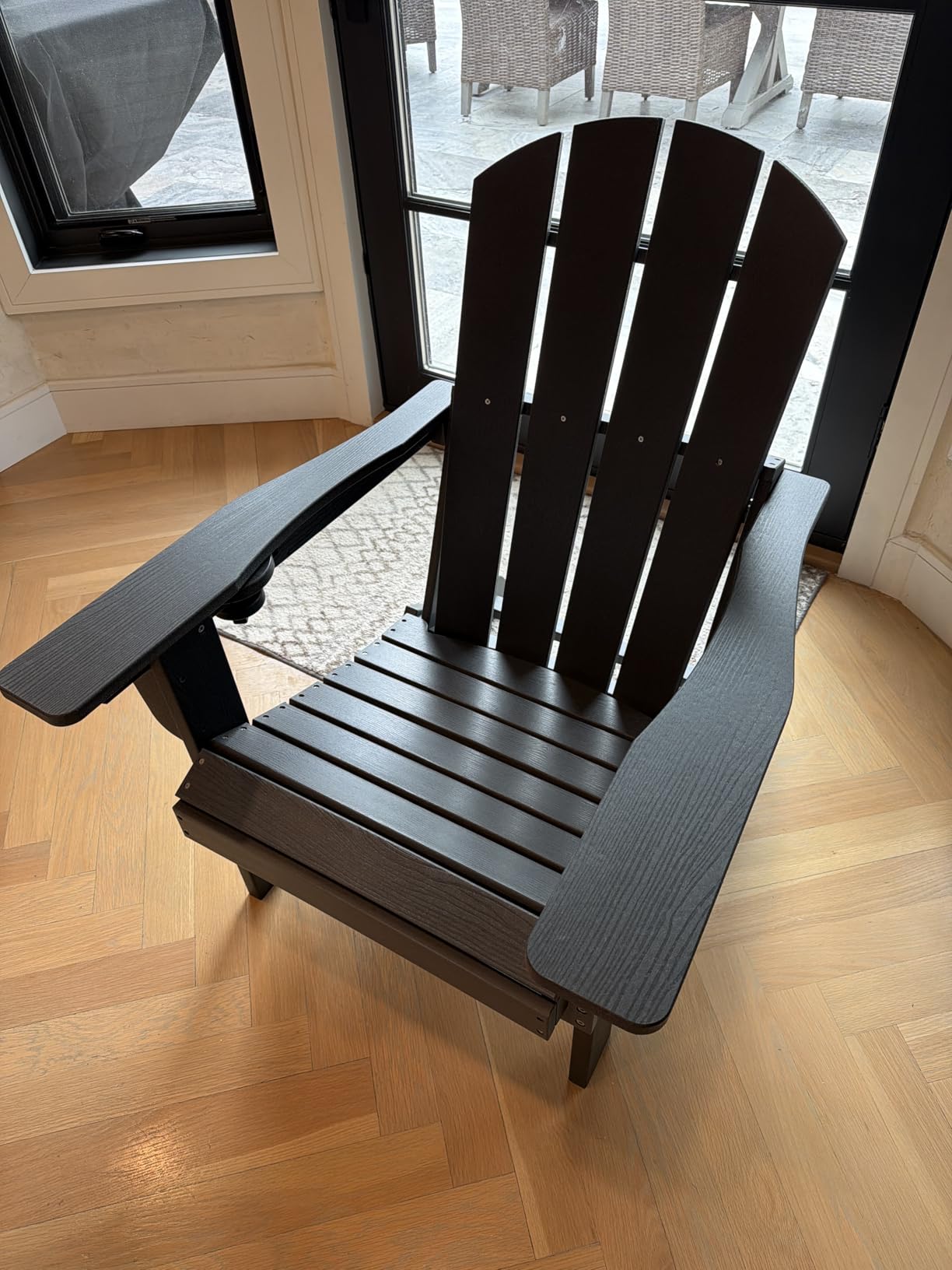 Folding Adirondack Chair Set of 2, Reclining Adirondack Chair with 3 Recline Positions, All Weather HDPE Outdoor Adirondack, White customer photo 2