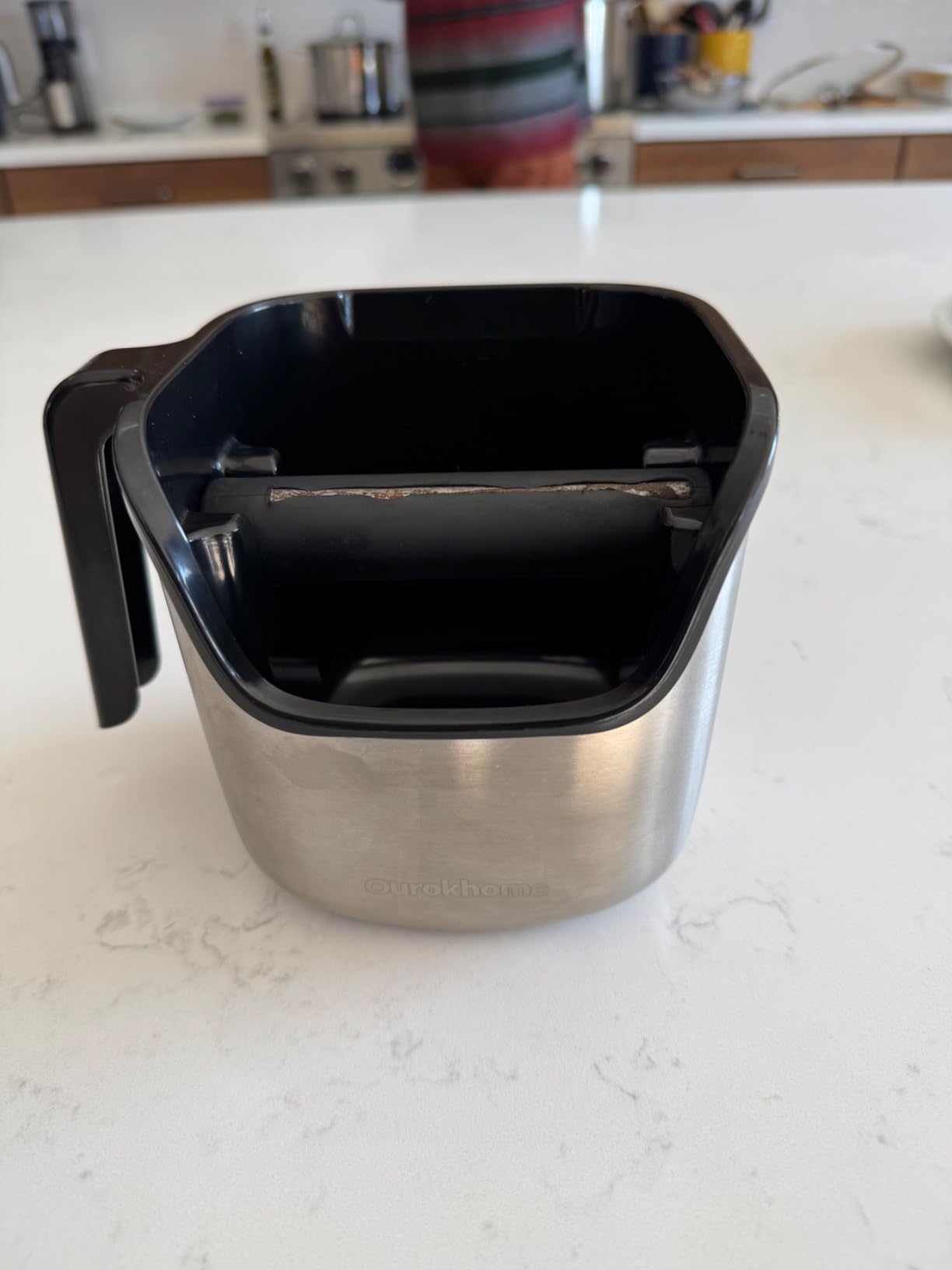 Ourokhome Espresso Knock Box with Lid, Compact Coffee Grounds Container for Home Coffee Bar, Removable Knock Bar, 304 Stainless Steel Exterior, Non-Slip Base & Handle, Easy Clean customer photo 1
