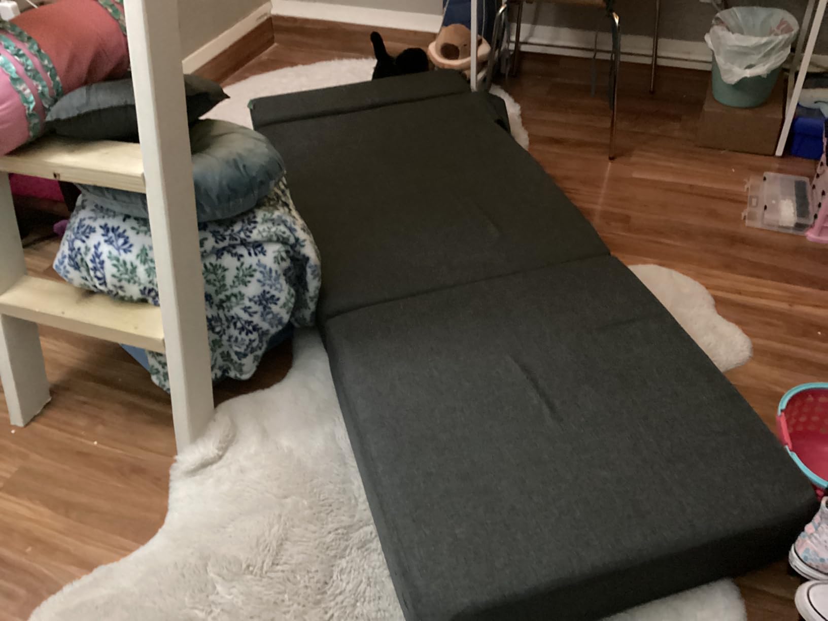 FILUXE Folding Sofa Bed | Convertible Sleeper Chair Bed for Adults, Fold Out Chair to Bed Linen Futon Chair with Pillow, for Home Dorm Apartment RV Living Room, Single Size Dark Gray customer photo 1