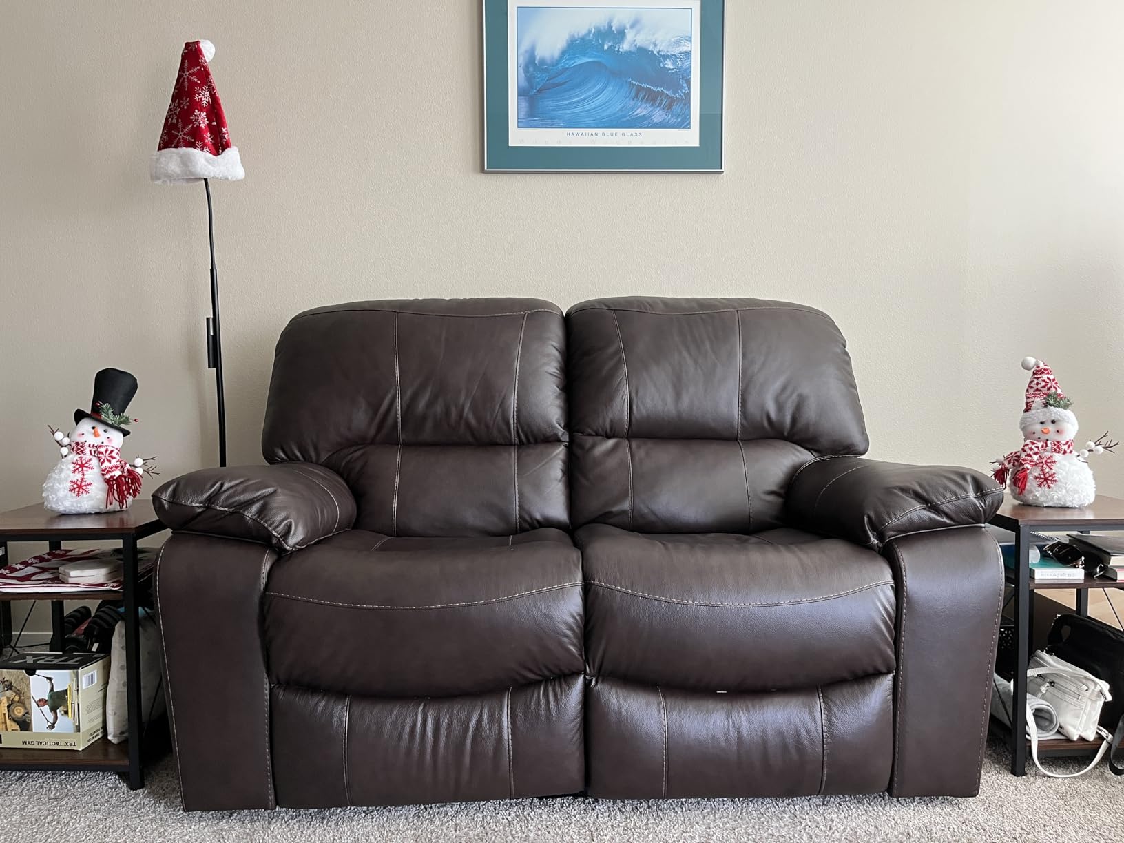 Signature Design by Ashley Leesworth Power Reclining Sofa, Leather and Faux Leather One-Touch Power Recliner Couch with USB, Zero Wall Design, 88