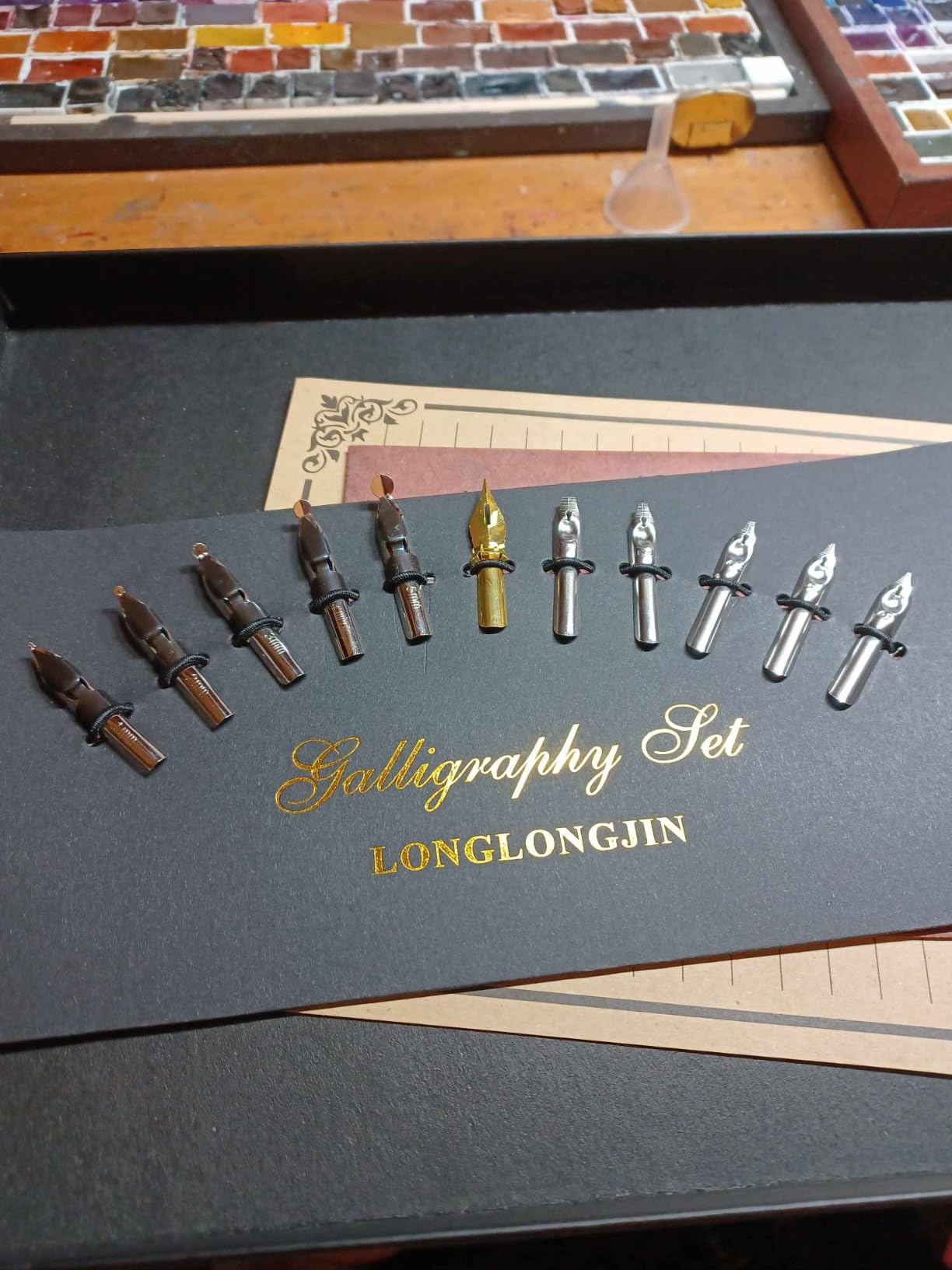 Calligraphy Pens and Ink Set - Calligraphy Kits for Beginners, Quill Pen Includes Dip Pen, 8 Colors Ink, 11 Calligraphy Pen Nibs (Grey) customer photo 2