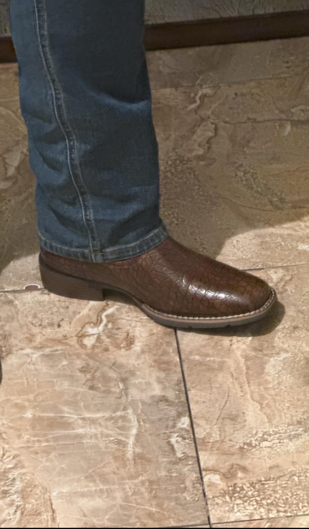 Lumeheel Cowboy Boots for Men - Western Men's Boots with Classic Embroidered, Slip on Square Toe Boots, Slip Resistant Country Boots Chunky Heel Ankle, Durable Short Boots for Spring Fall customer photo 1
