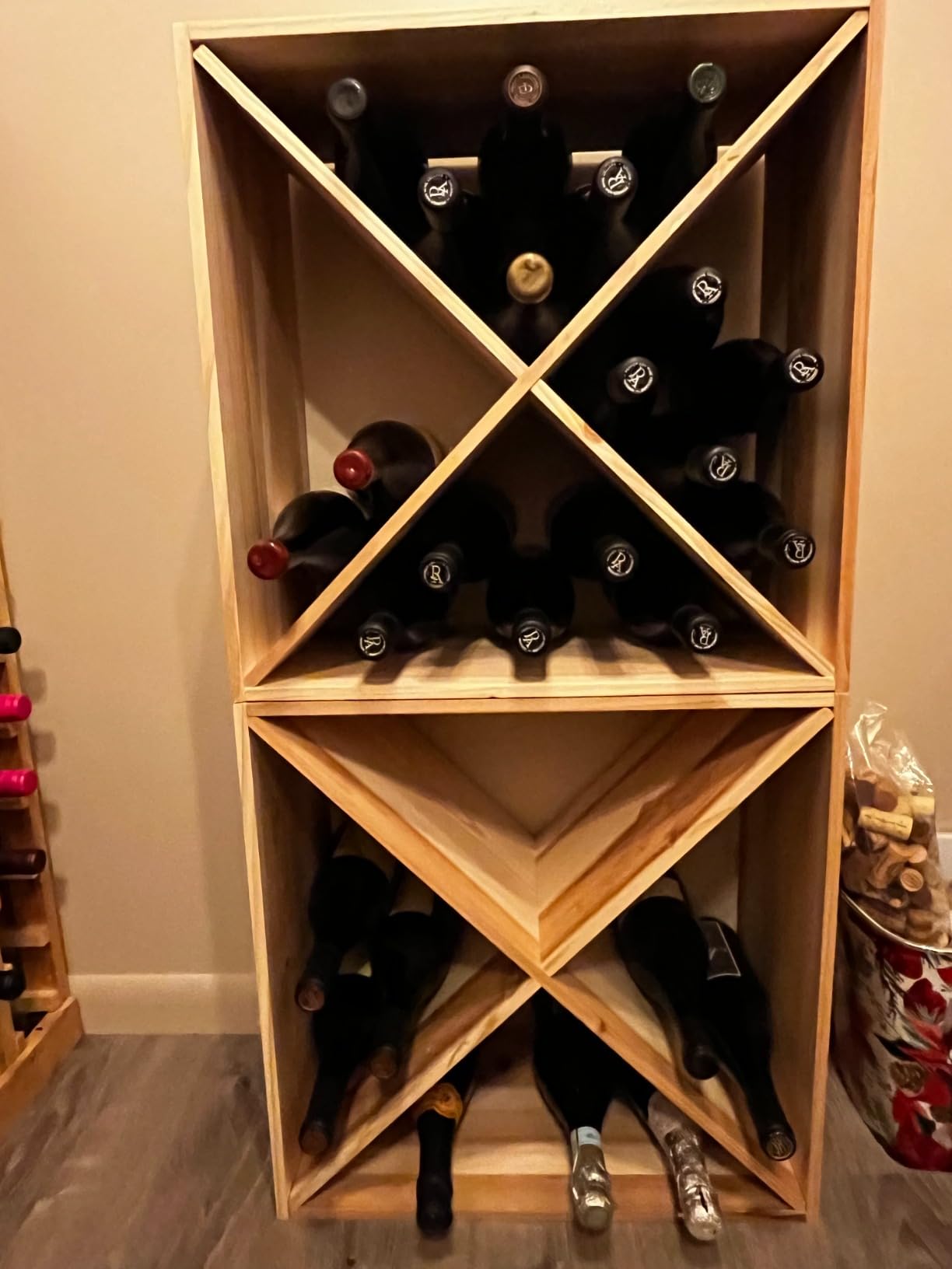 JAXPETY 96 Bottle Wine Rack Countertop Wine Storage Cube Freestanding Wine Holder Wood Storage Shelf for Home Kitchen Bar customer photo 1
