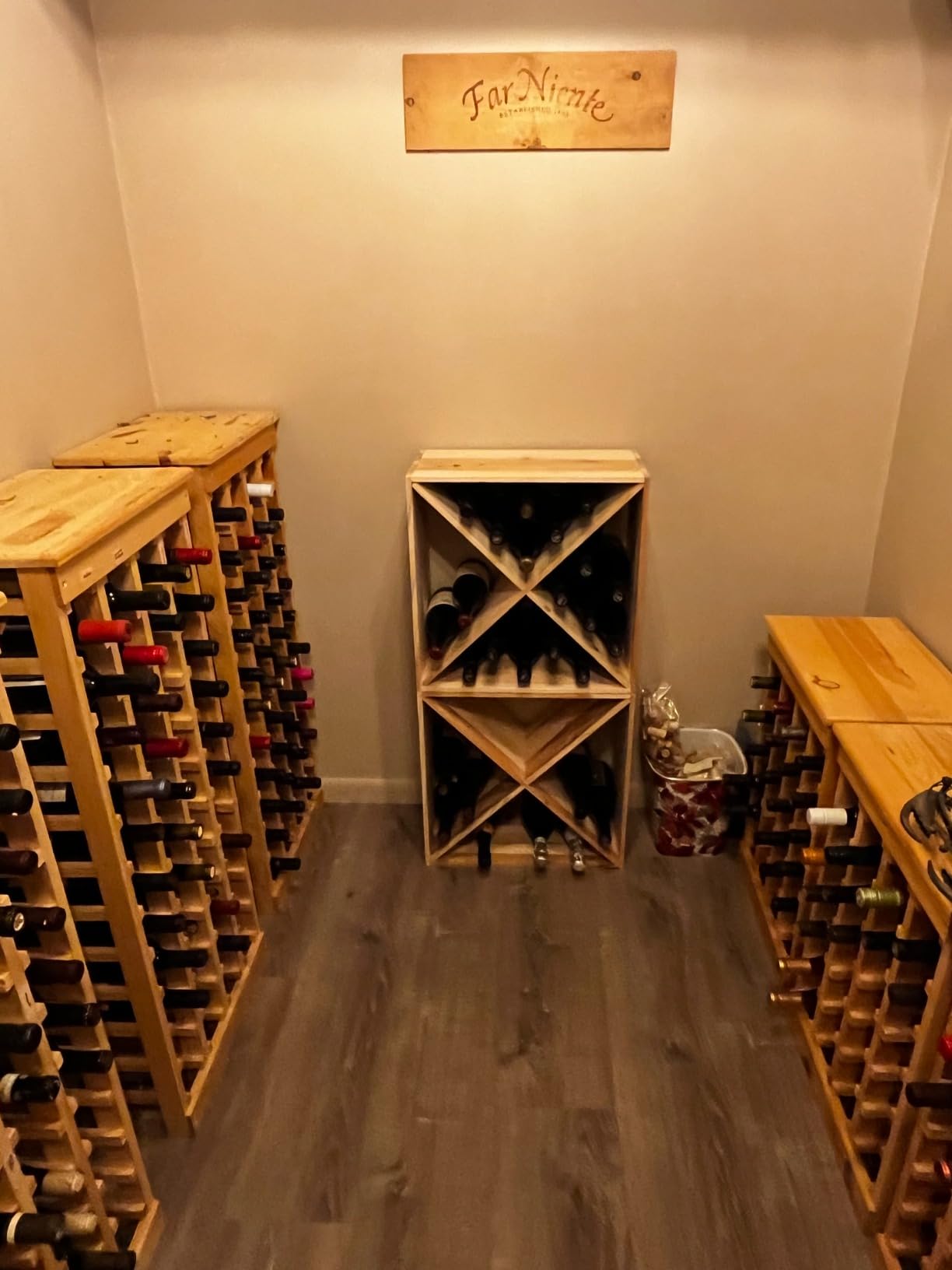 JAXPETY 96 Bottle Wine Rack Countertop Wine Storage Cube Freestanding Wine Holder Wood Storage Shelf for Home Kitchen Bar customer photo 2