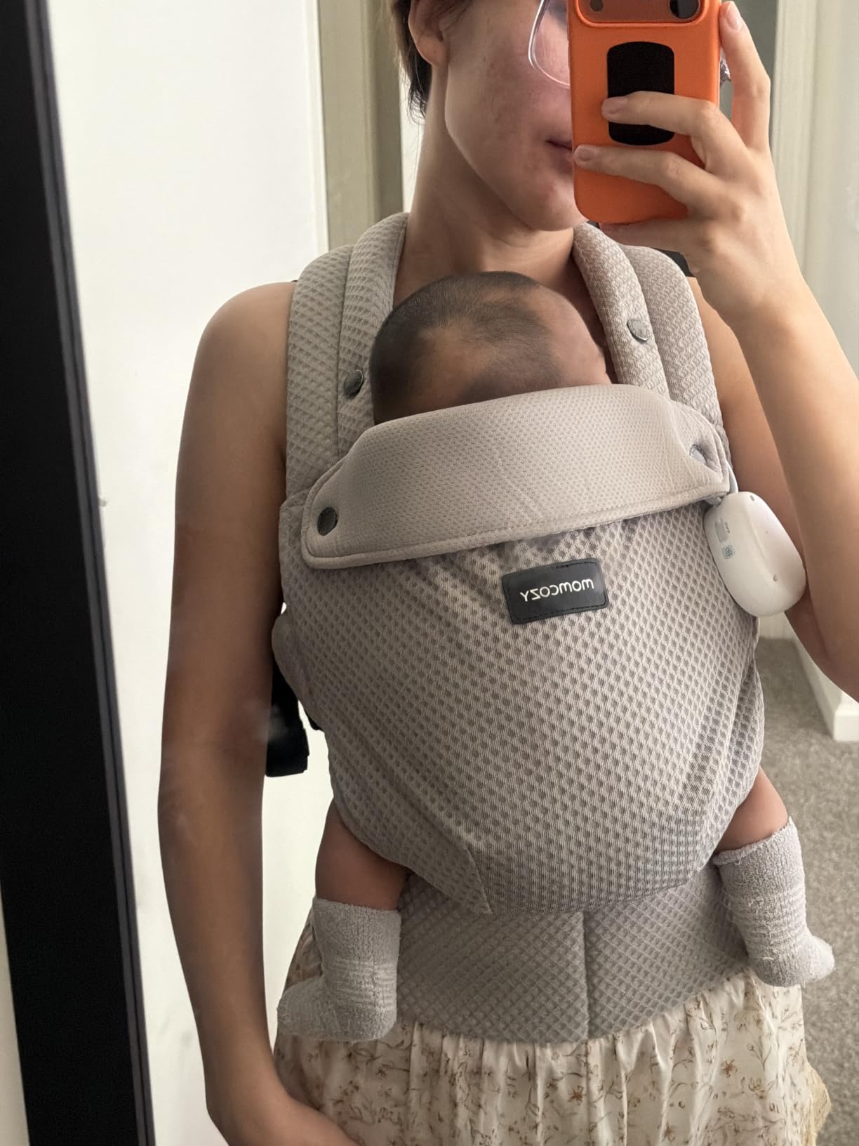 Momcozy Baby Carrier - Ergonomic, Cozy and Lightweight Carrier for 7-45lbs, Effortless to Put On, Ideal for Hands-Free Parenting, Enhanced Lumbar Support, Purehug for Infant to Toddler, Khaki customer photo 2