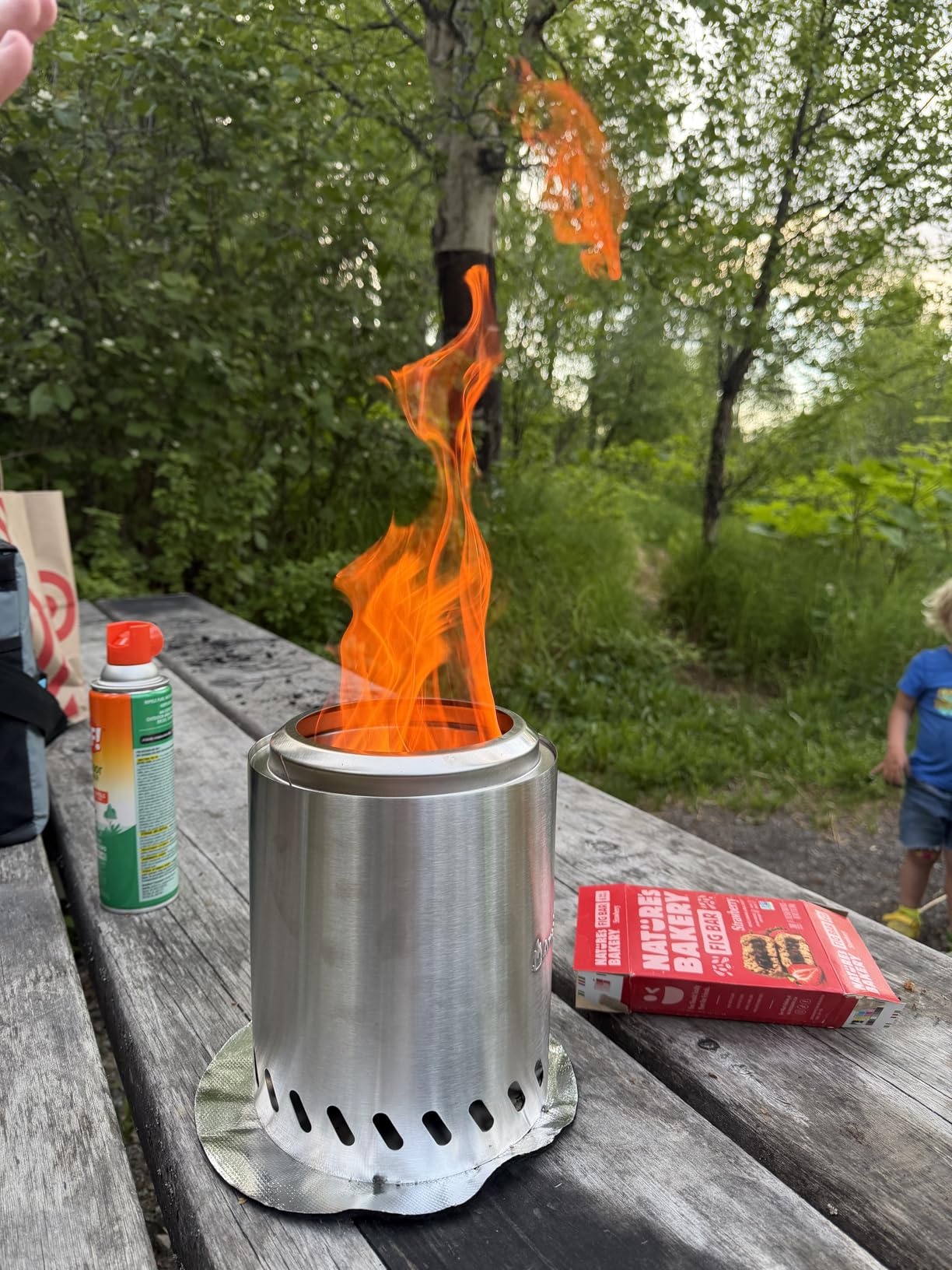 9.7 x 7.1 Inch Tabletop Fire Pit by AmazStove, Low Smoke Camping Stove for Outdoor Safe Burning Firepits, Fueled Pellets or Wood, Travel Bag Included customer photo 2