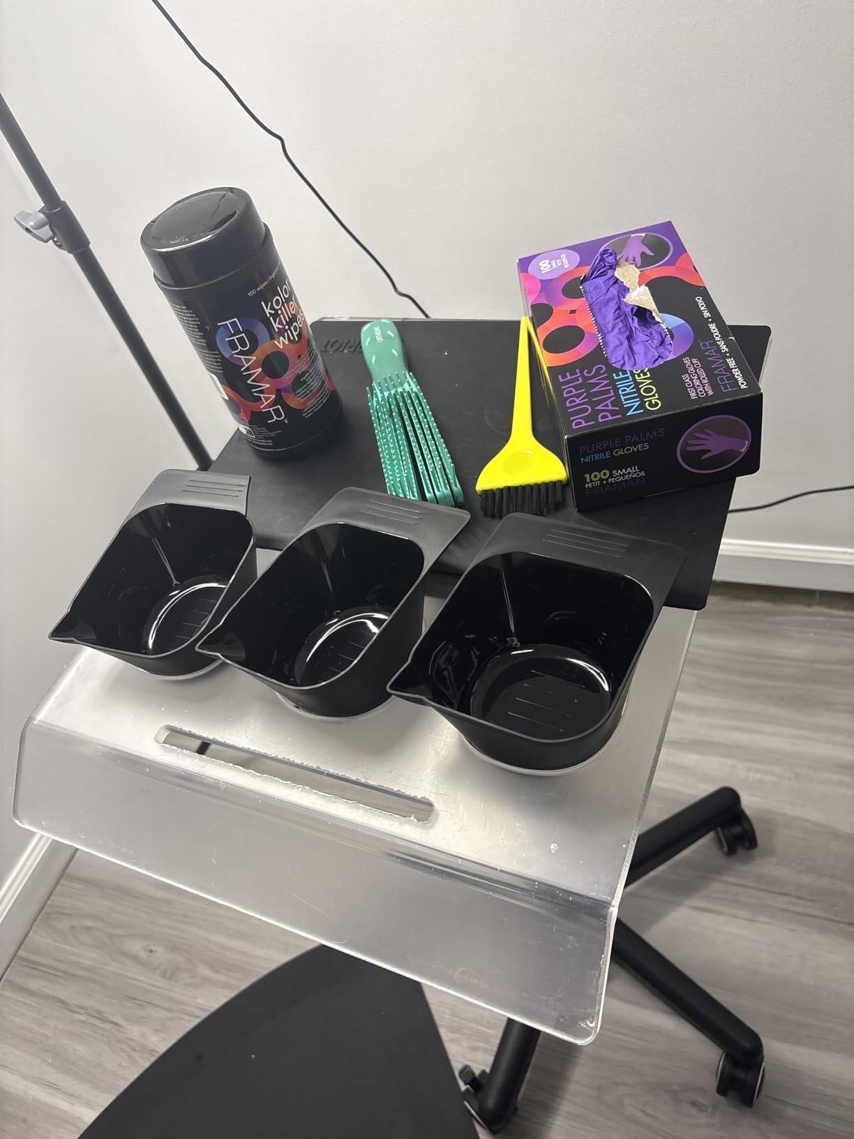 TASALON Ultimate Remarkable Color Station Salon Tray on Wheels, Cart with 3 Bowls, Adjustable Salon Service Rolling Tray, Hairdresser Color Station with Wheels - Hairstylist customer photo 1