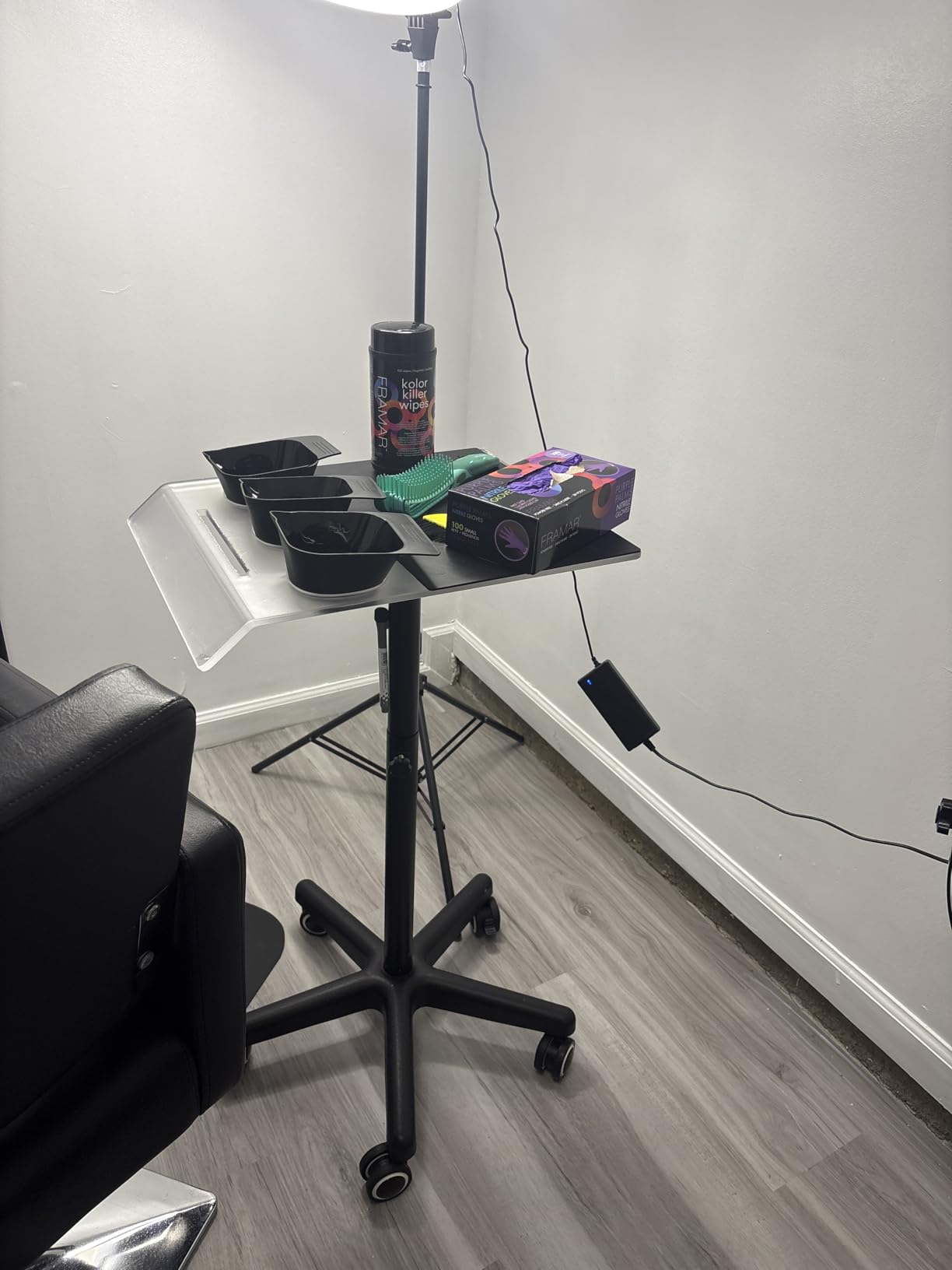 TASALON Ultimate Remarkable Color Station Salon Tray on Wheels, Cart with 3 Bowls, Adjustable Salon Service Rolling Tray, Hairdresser Color Station with Wheels - Hairstylist customer photo 2