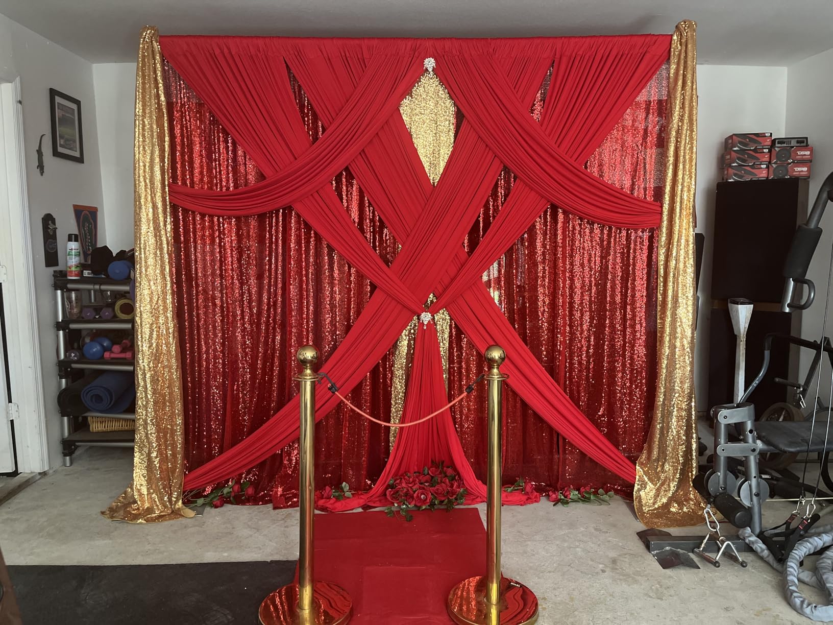 Pipe and Drape Backdrop Stand, 10x10ft Heavy Duty Adjustable Backdrop Frame with Metal Base, Background Holder for Parties Photography Wedding Photoshoot Decoration customer photo 2