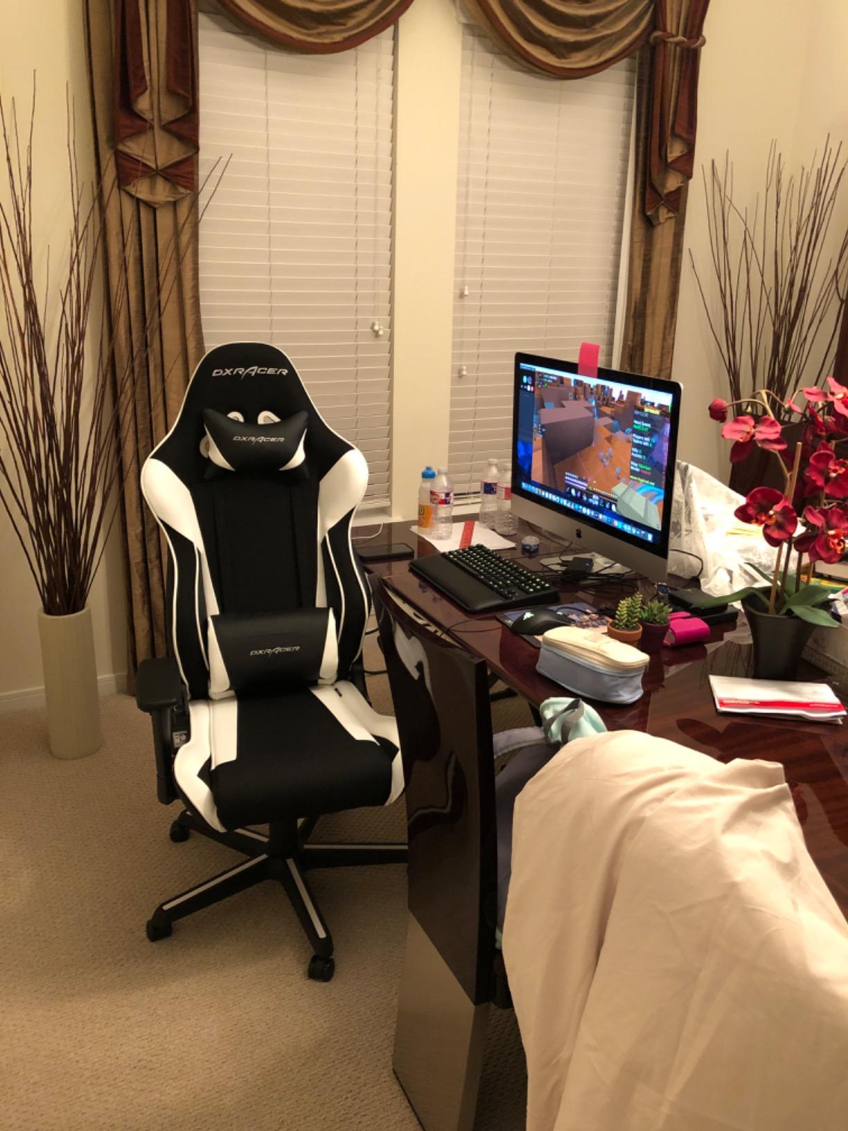 DXRacer Drifting L Ergonomic Video Gaming Chair with Lumbar Support and Headrest, Office Reclining Computer Chair for Adults, Racing Style Height Adjustable (EPU Leatherette, Black White) customer photo 1