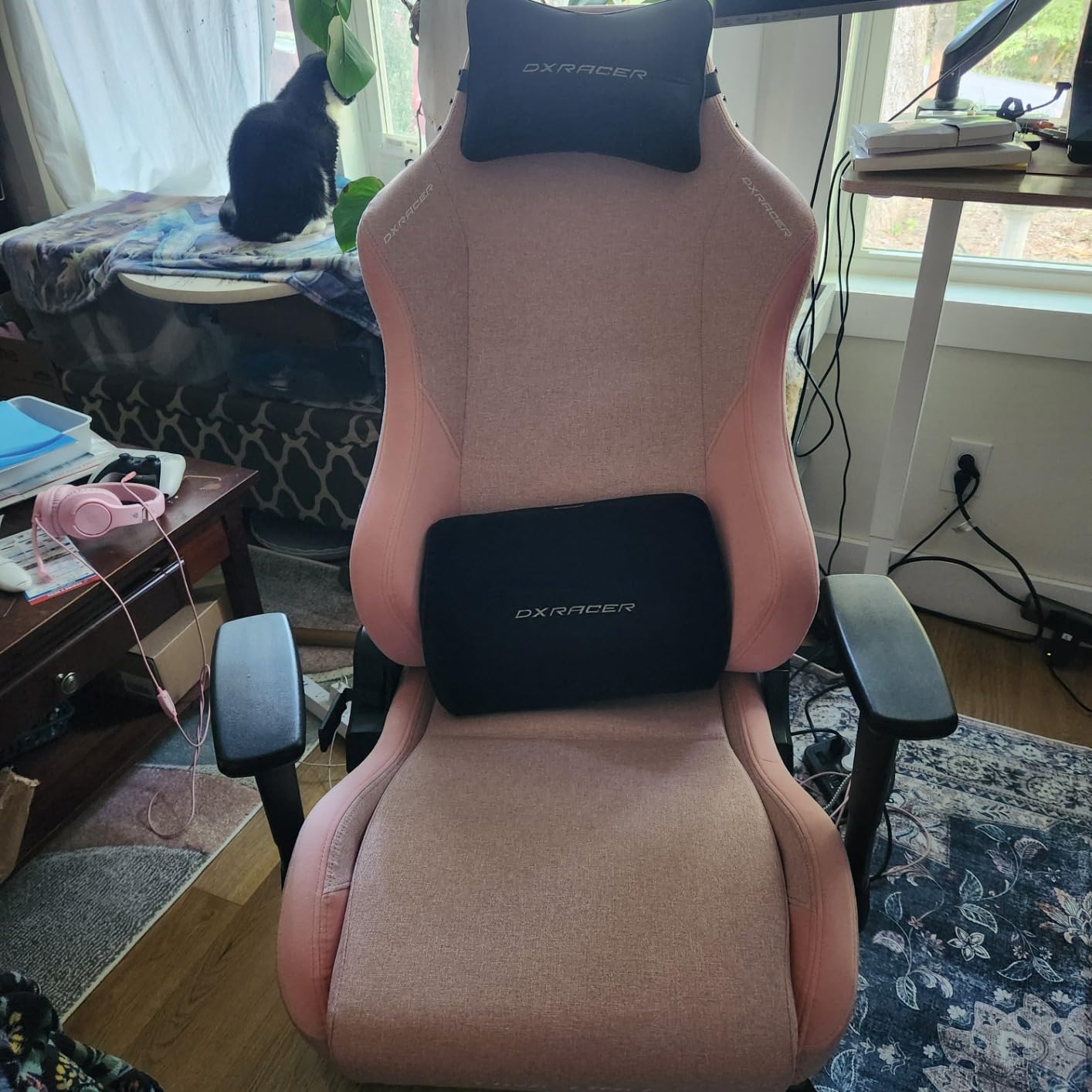 DXRacer Drifting L Ergonomic Video Gaming Chair with Lumbar Support and Headrest, Office Reclining Computer Chair for Adults, Racing Style Height Adjustable (EPU Leatherette, Black White) customer photo 2