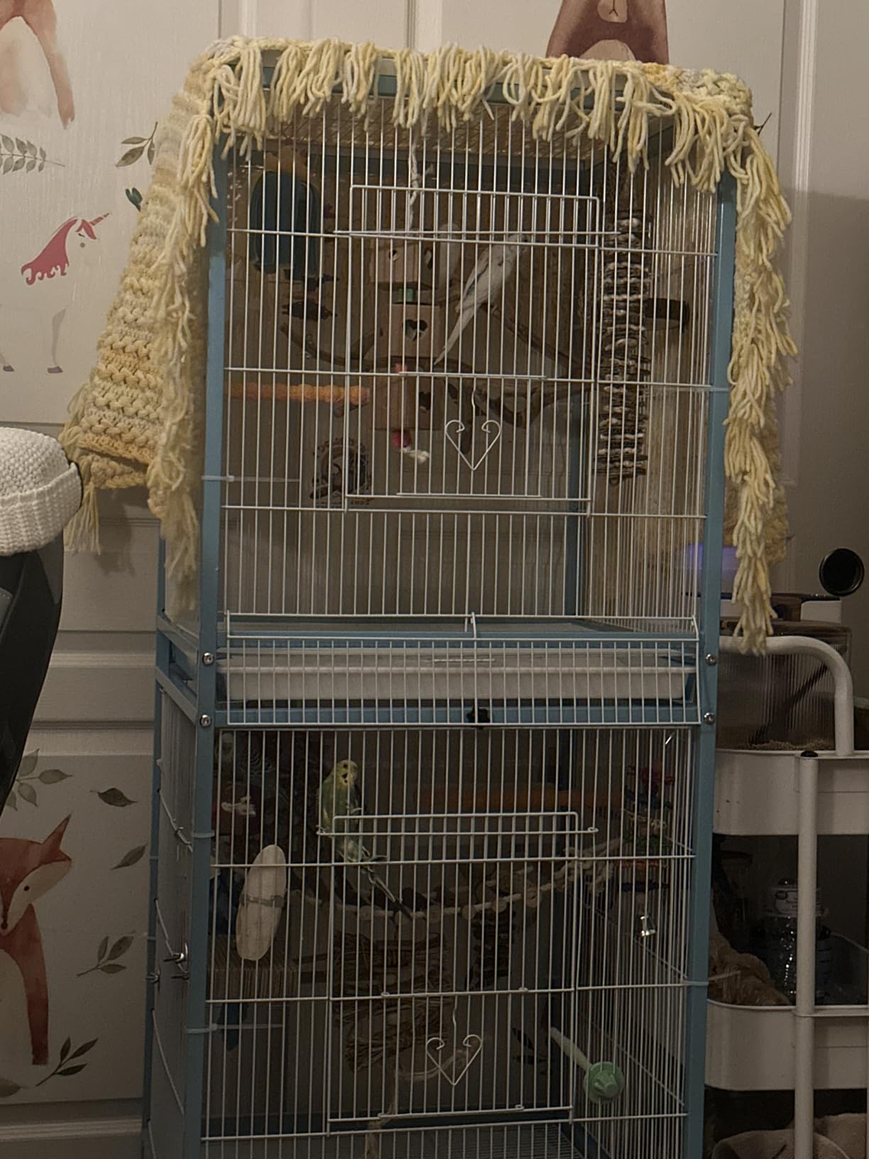 PawHut Large Bird Cage with 1.7 ft. Width for Wingspan, Bird Aviary Indoor with Multi-Door Design, Fit for a Canary, Finch, Conure, 55