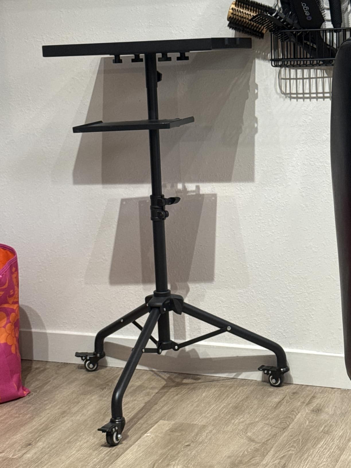 ZHOOGE Salon Tray Cart on Wheels with Stand Rack Tray, Premium Iron Alloy Tattoo Tray Height Adjustable customer photo 1
