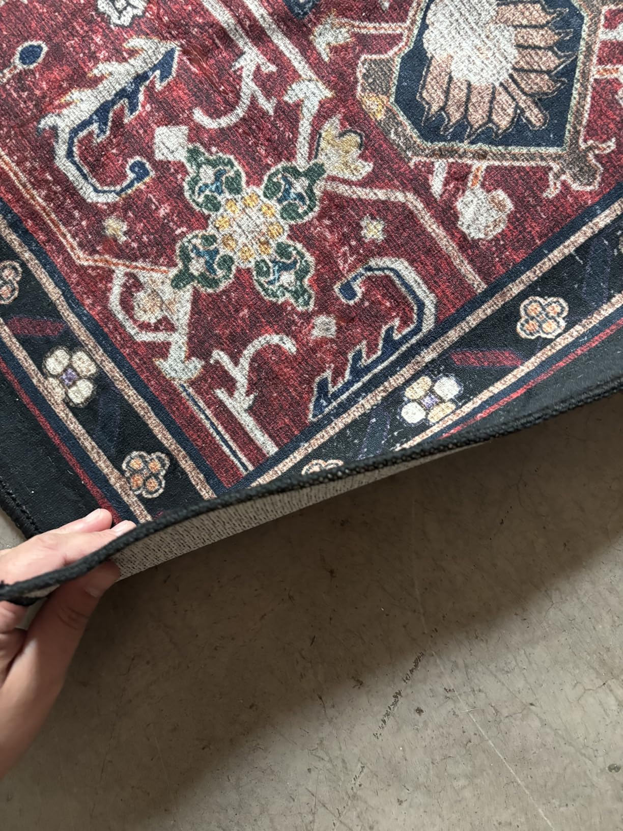 RELEANY Area Rugs 8'x10' Washable Non-Slip, Floral Vintage Distress Medallion Carpet for Living Room Bedroom Dining Room, Terracotta Burnt Orange Green customer photo 2