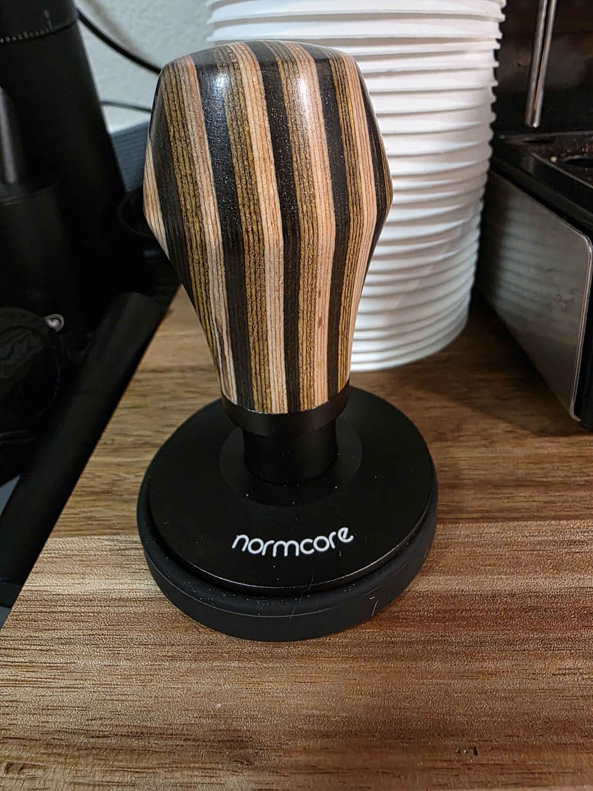 Normcore 58.5mm Espresso Coffee Tamper V4, Spring Loaded Tamper With Titanium PVD Coating Flat Base -15lb / 25lb / 30lbs Replacement Springs, Genuine American Walnut Handle customer photo 1