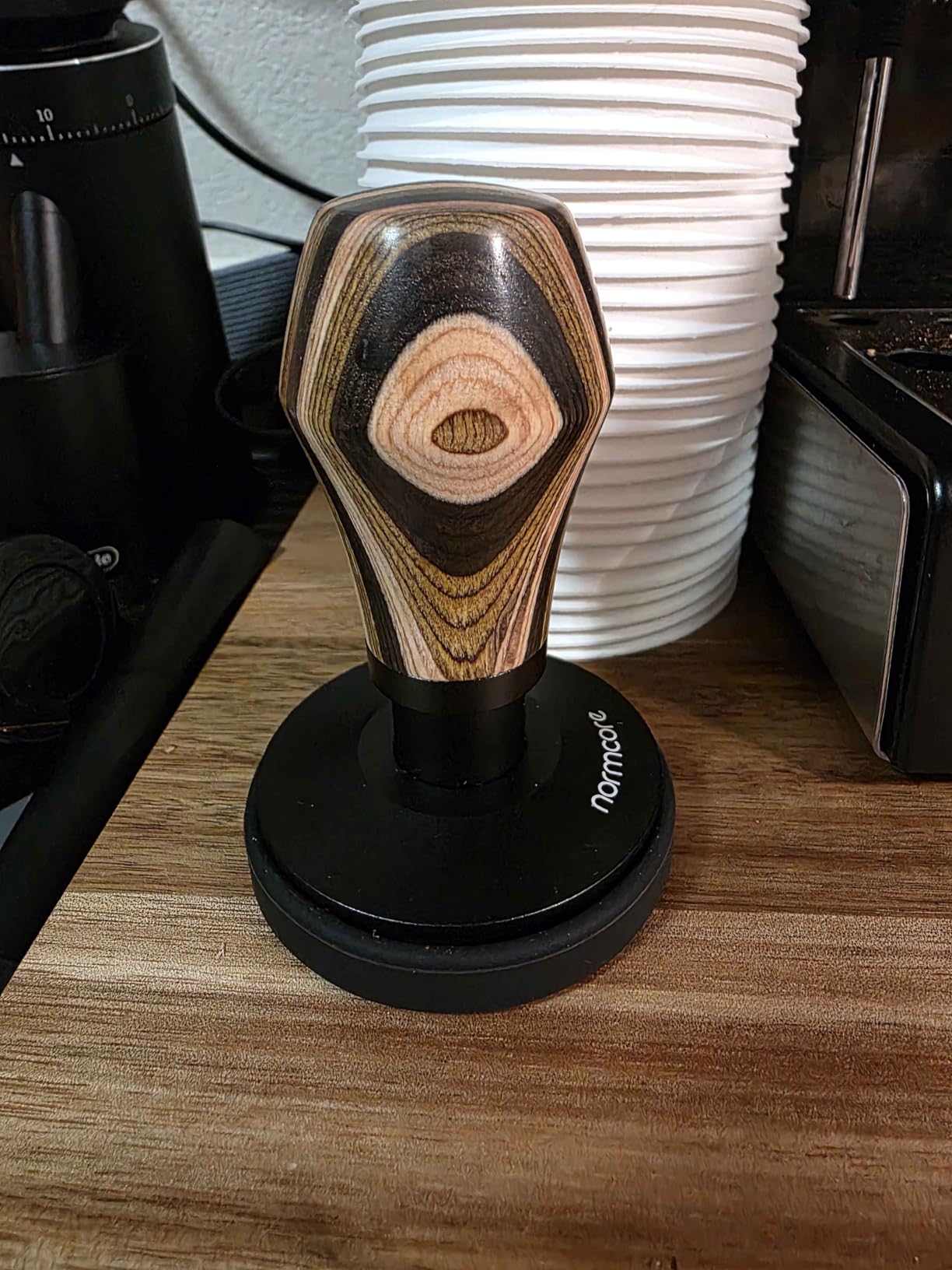 Normcore 58.5mm Espresso Coffee Tamper V4, Spring Loaded Tamper With Titanium PVD Coating Flat Base -15lb / 25lb / 30lbs Replacement Springs, Genuine American Walnut Handle customer photo 2