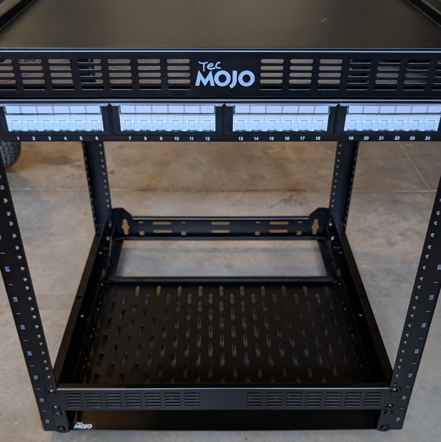 Tecmojo 16U Open Frame Network Rack for IT & AV Gear, AV Rack Floor Standing or Wall Mounted, with 2 PCS 1U Rack Shelves & Mounting Hardware, Network Rack for 19