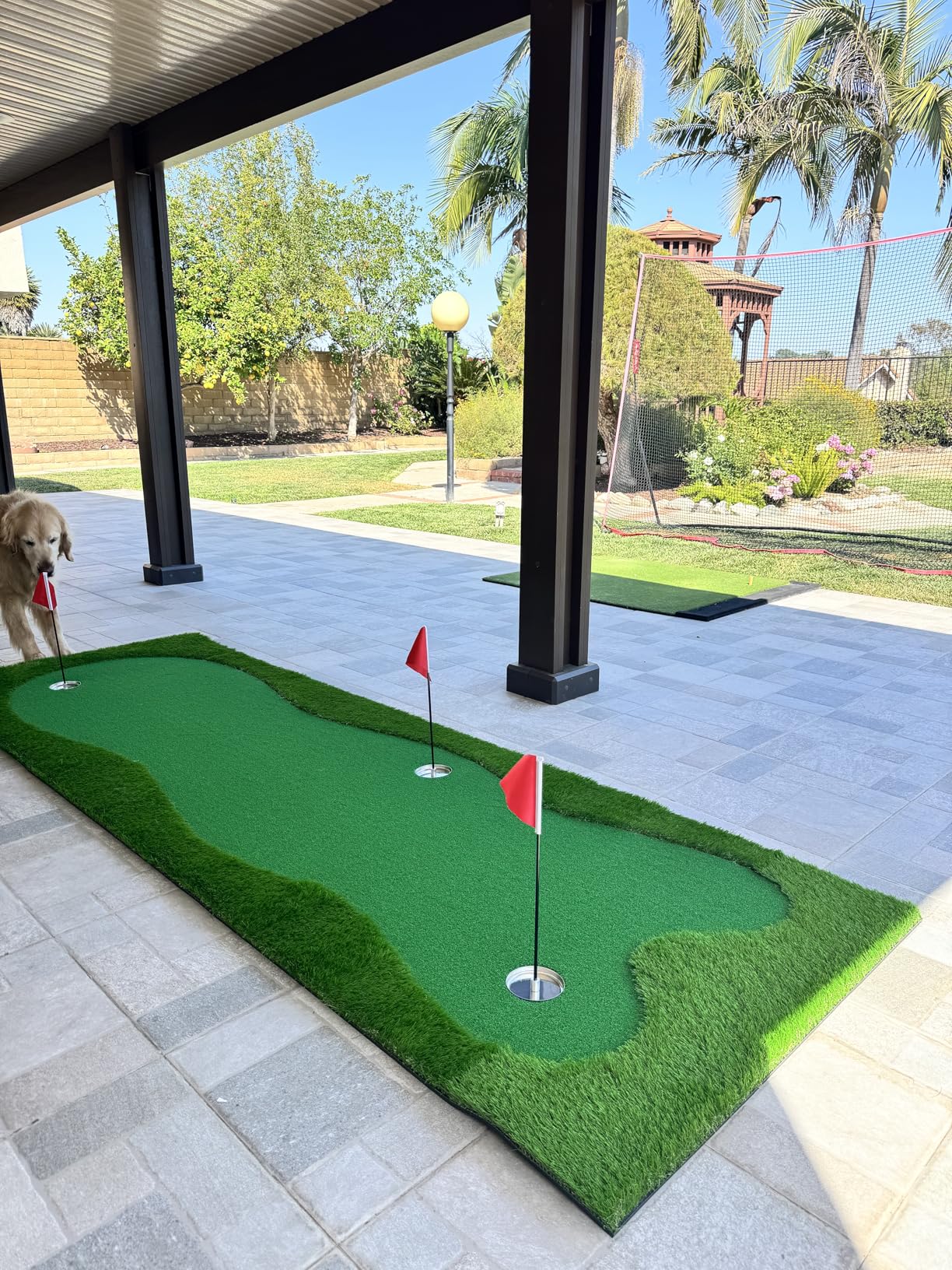 Tangkula 10 FT Golf Putting Green, Professional Golf Training Mat with Artificial Grass Turf, 3 Holes & Flags customer photo 2