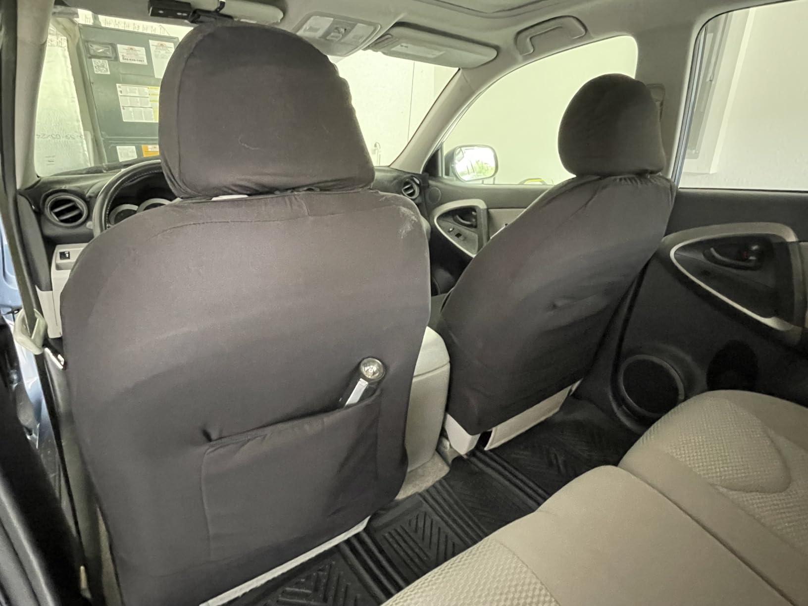 Skechers Seat Covers, Work Leather Car Seat Covers 5-Times Stronger Built-in Webbing, Oxford Fabric Front Seat Cover, Airbag Compatible, Automotive Comfort for Cars, Trucks, SUVs,Black customer photo 1