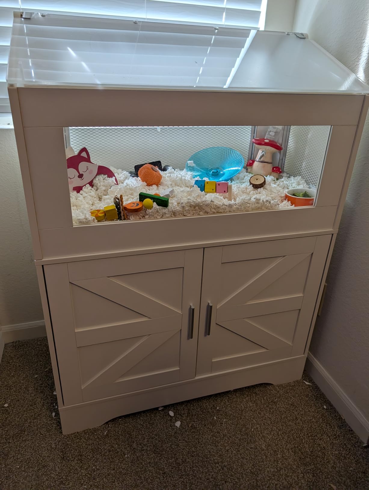 PAKASEPT Hamster Cage, Small Animal Cages with Storage Cabinet, Visual and Ventilated Large Habitats Hamster House for Rat, Guinea Pig, Hedgehog, Gerbil, White customer photo 1
