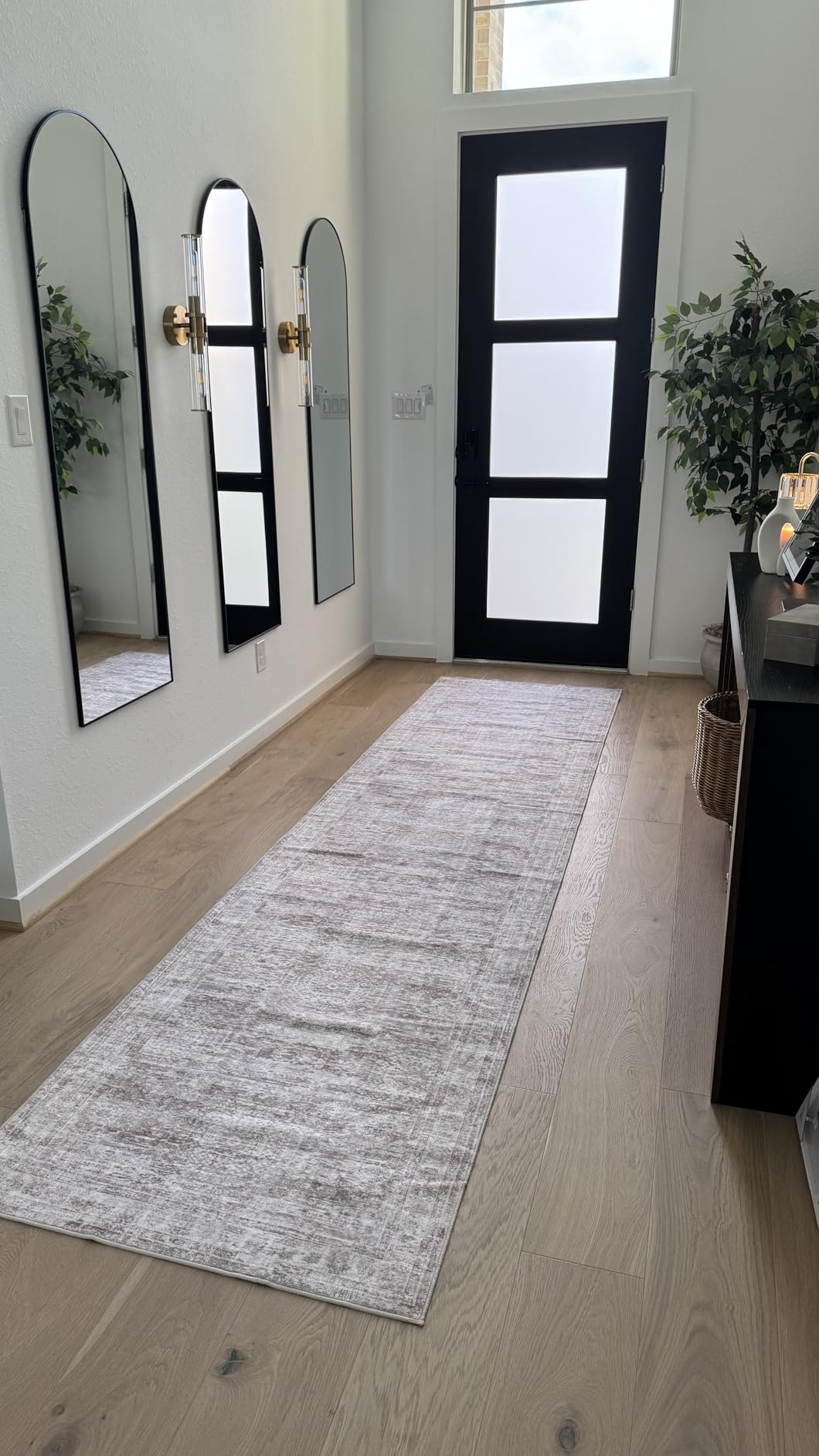 Soalmost 5x7 Area Rugs Beige Low Pile Indoor Washable Trendy Faded Style Rugs for Bedroom Living Room Dining Room Foldable Non-Slip Thin Print Home Office Mat customer photo 1
