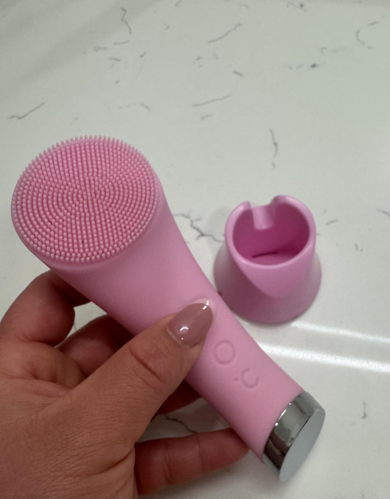 PRITECH Facial Cleansing Brush, Rechargeable Silicone Face Scrubber with Heat Massage End, Vibrating Exfoliator Scrubber for Deep Cleaning, Waterproof Face Brush customer photo 1