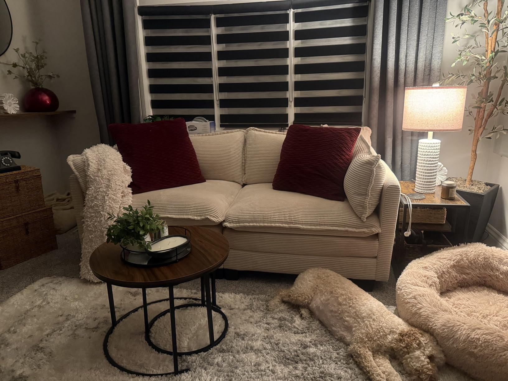 ROWHY Oversized Modular Sectional Sofa with Movable Ottoman, 112 Inch 4 Seat Modern Corduroy Sofa Set, Convertible L Shaped Couch for Living Room and Office, Beige customer photo 2
