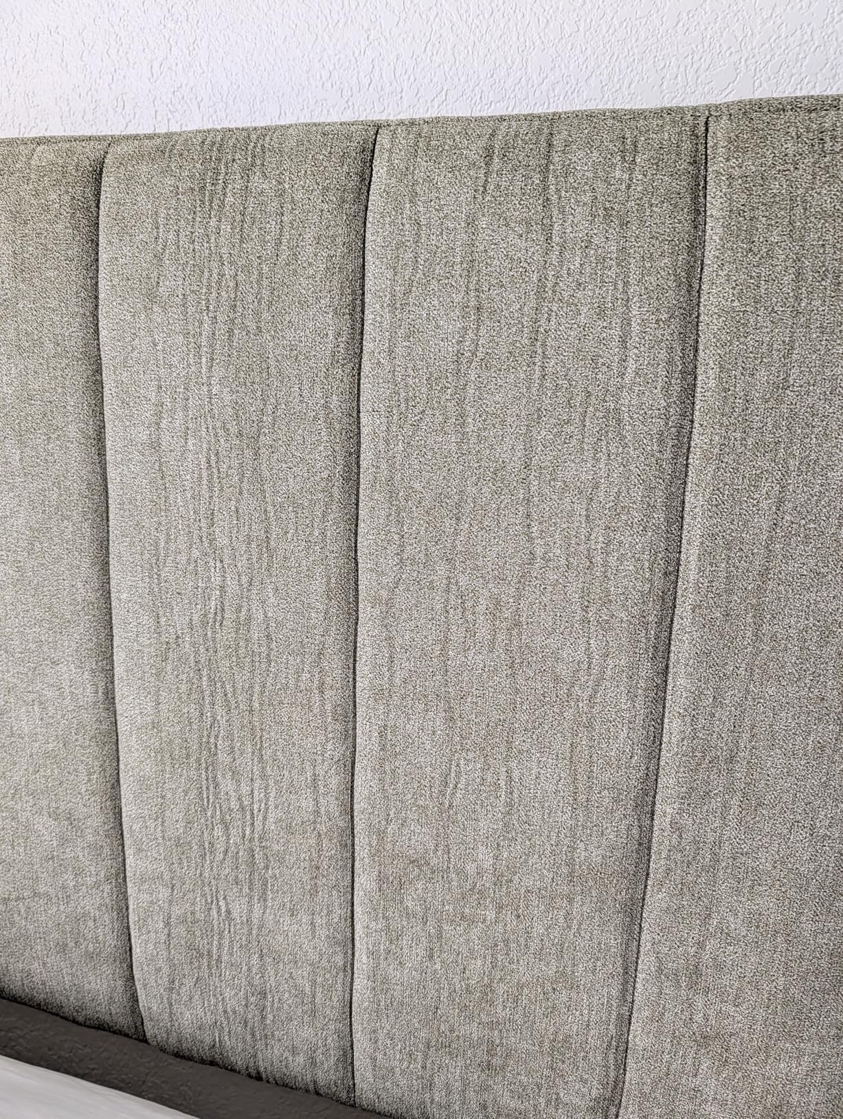 Hearth & Harbor Upholstered King Headboard - Easy Assemble Channel Stitched Headboard King Size Bed - Wall Mounted Headboards with 3D Soundproof Wall Panels Peel & Stick Floating Headboards, Grey customer photo 2