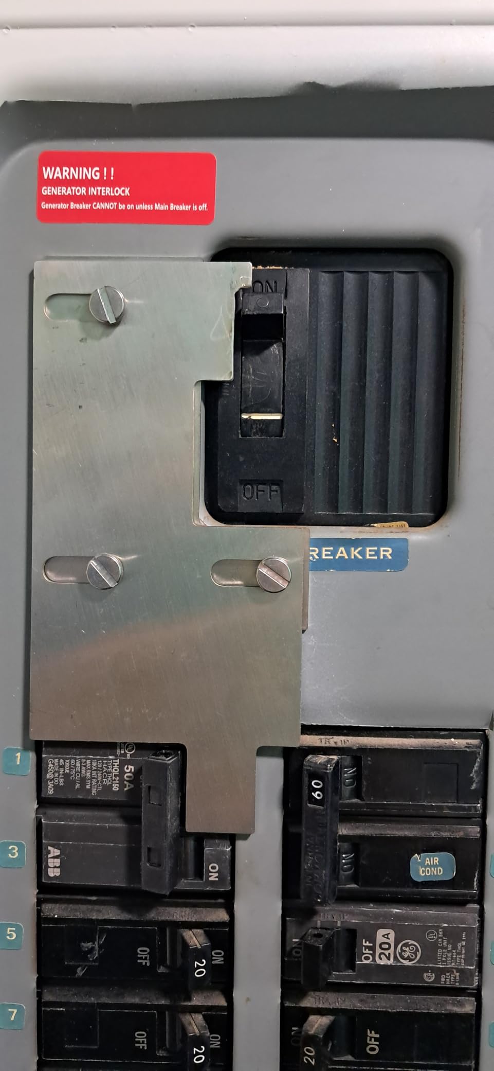 Generator Interlock Kit Compatible with GE General Electeric Breaker Panels with Single Vertical Throw Main,2 1/2 Inch Spacing Between Main and Branch Breaker,Professional Interlock Kit customer photo 1