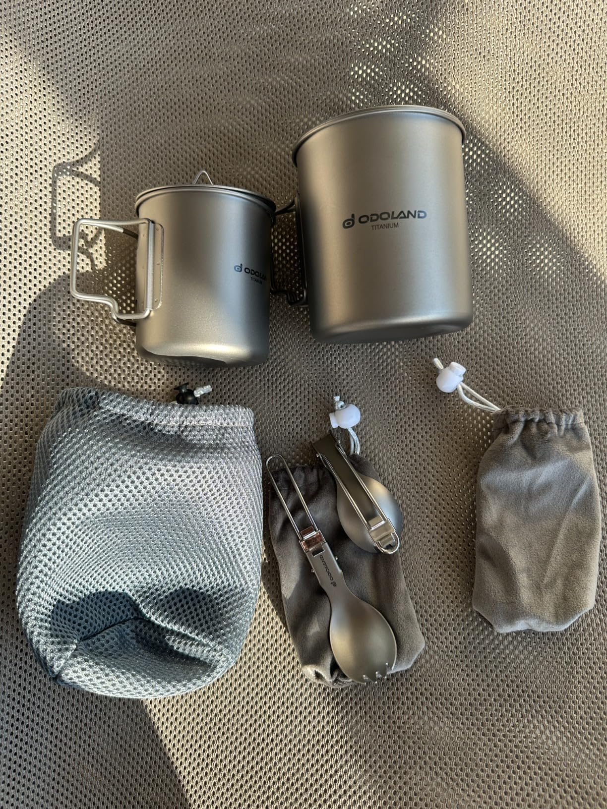 Odoland Titanium Camping Cookware Set - 420ml and 750ml Titanium Pots with Lid and Spork customer photo 2
