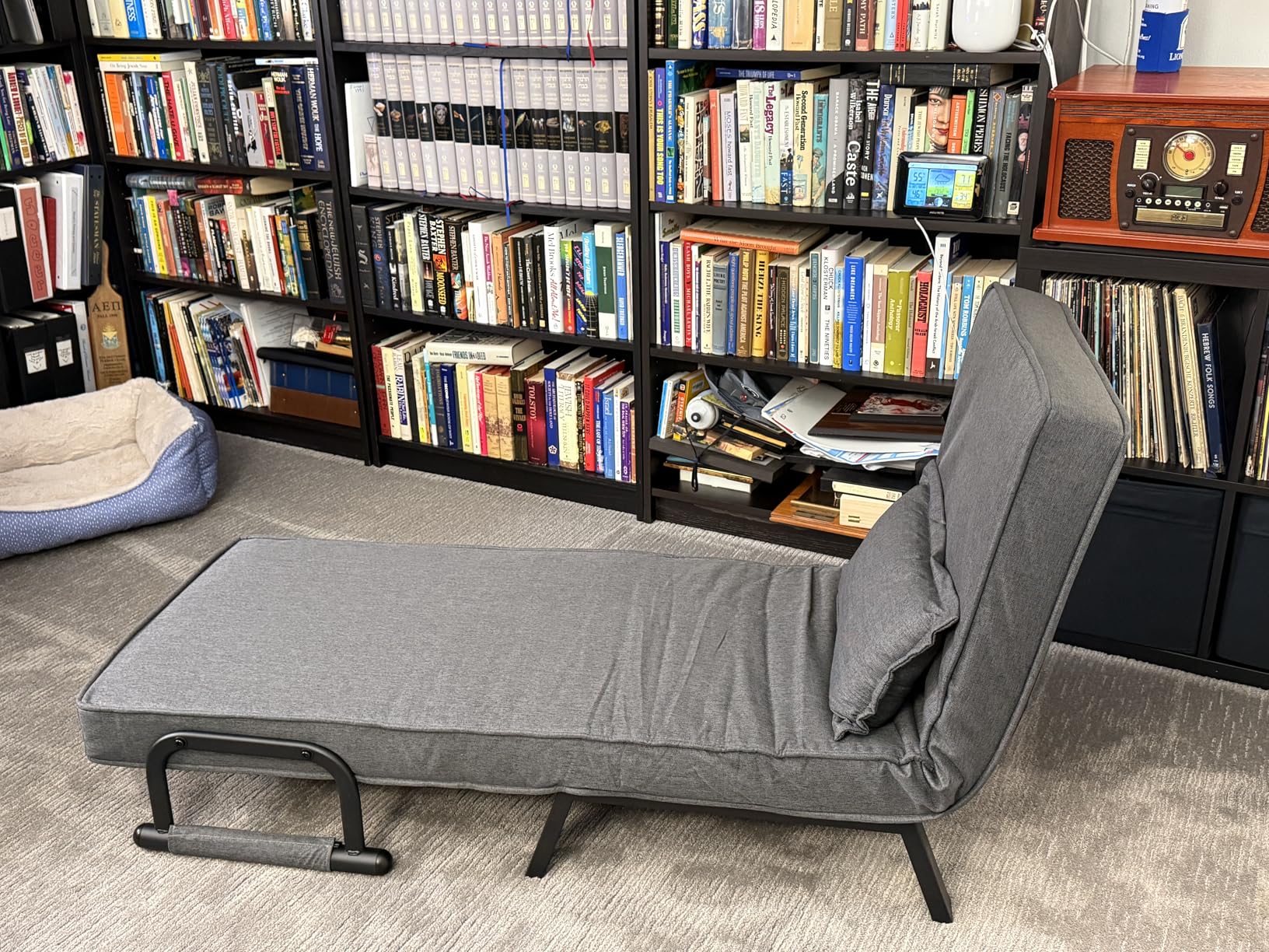 TYBOATLE Sleep Chair Bed, Comfy Convertible Sleeper Chairs for Adults, 5 in 1 Folding Sofa Bed with Adjustable Backrest & Side Pockets & Pillow, Cozy Small Couch for Small Spaces, Office (Dark Grey) customer photo 2