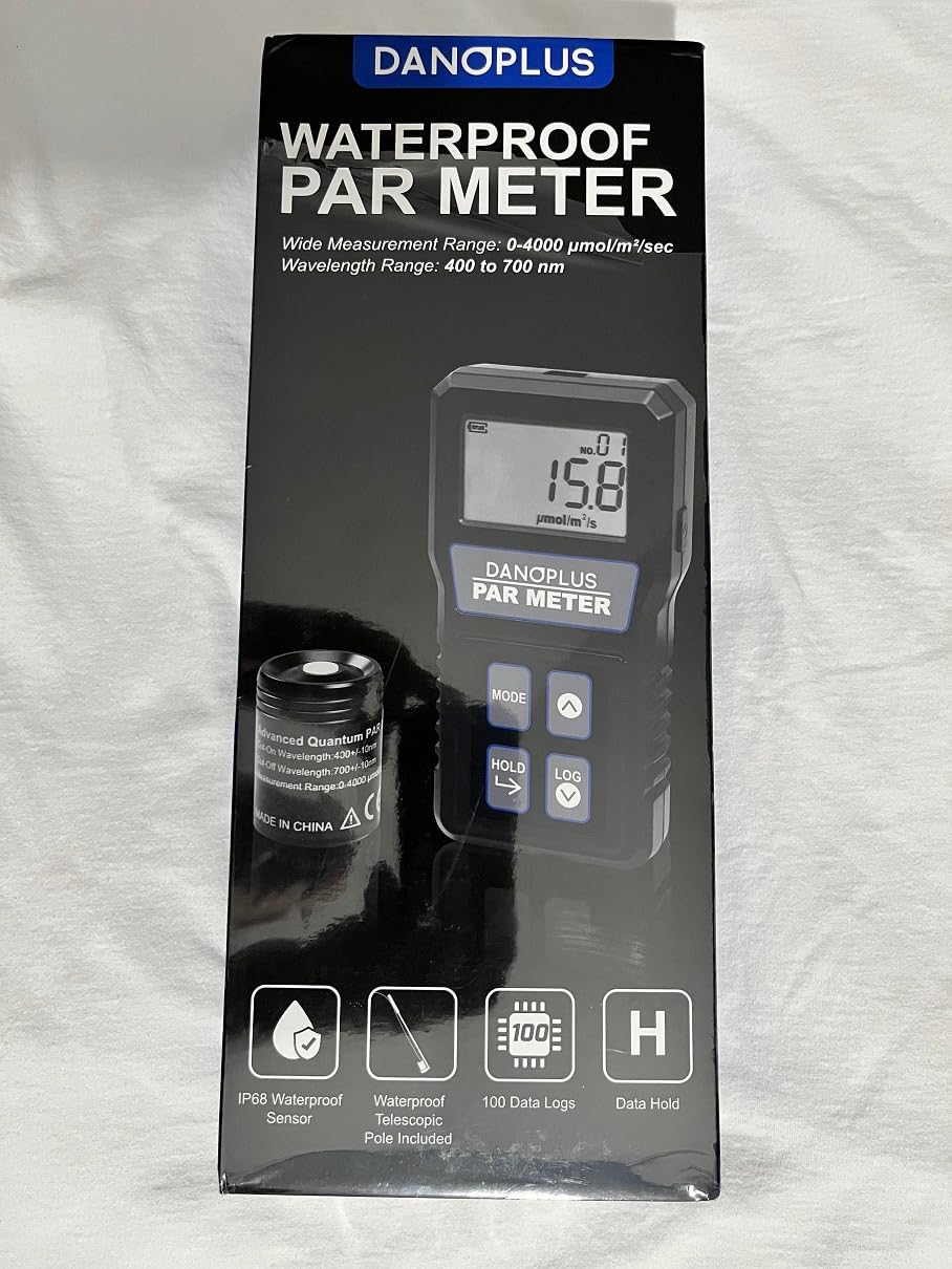 PAR Meter for Reef Tank Waterproof PAR Meter Aquarium IP68 Quantum Sensor PPFD Meter Data Logger, Full-Spectrum Quantum PAR Meter with 79