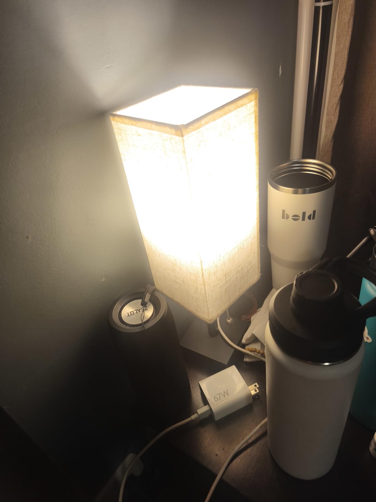 Bedside Table Lamps for Bedroom Set of 2 - Small Rectangular Nightstand Lamp with AC Outlet Charging Port, 3 Color Temperatures Desk Light with Bulb, Tabletop Reading Lamp for Living Room/Dorm/Office customer photo 2