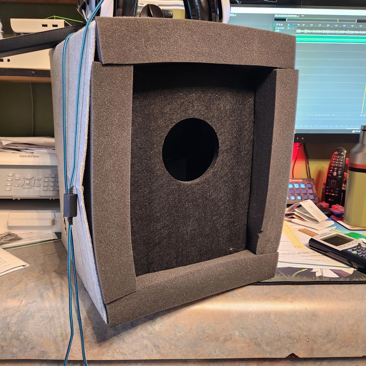TroyStudio Enclosed Vocal Booth, Portable Microphone Isolation Shield, Foldable Reflection Filter with Acoustic Foam & Panels, Recording Sound Box Home Studio Equipment for Podcast Music Voice Over customer photo 2