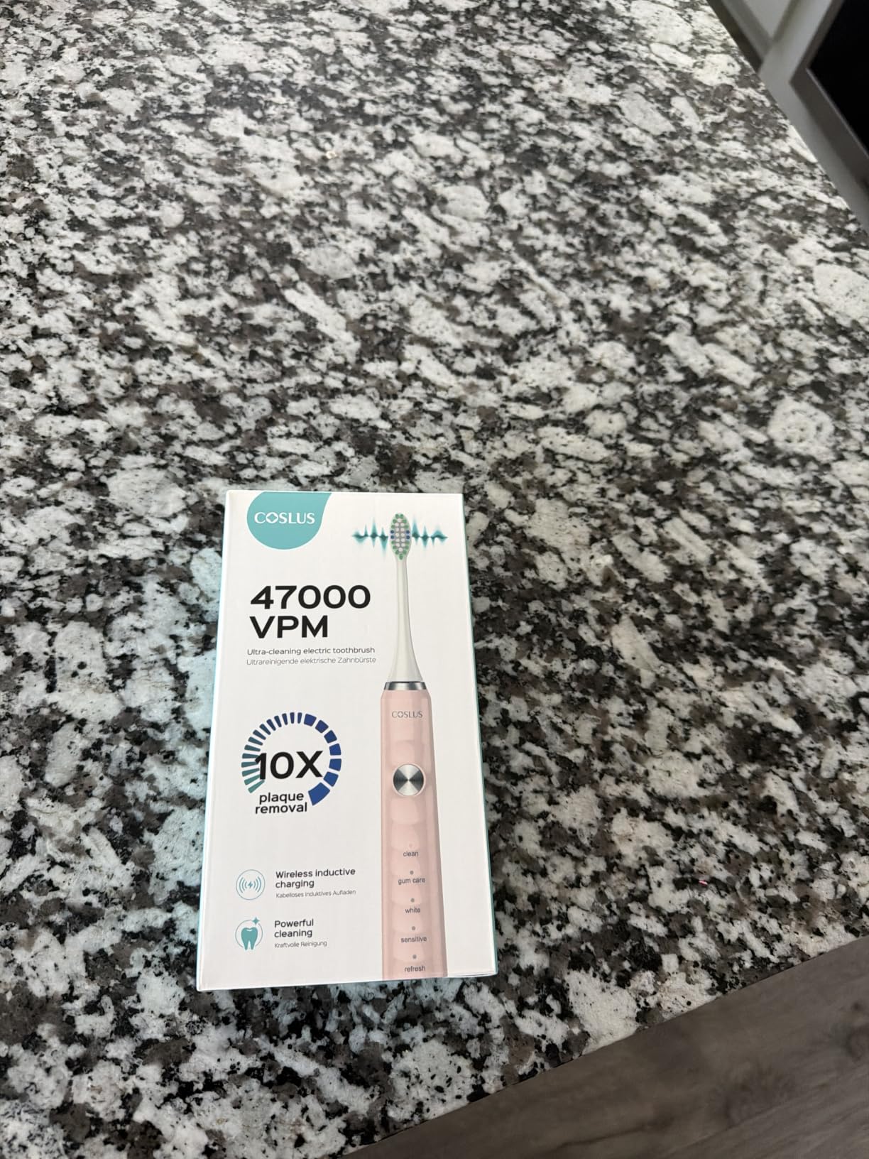 COSLUS Sonic Electric Toothbrush for Adults C40: 47000 VPM for Deep Cleaning with Travel Case - 5 Modes for Sensitive Teeth & Brace, Wireless Charging, 6 Brush Heads for Family, Black customer photo 1