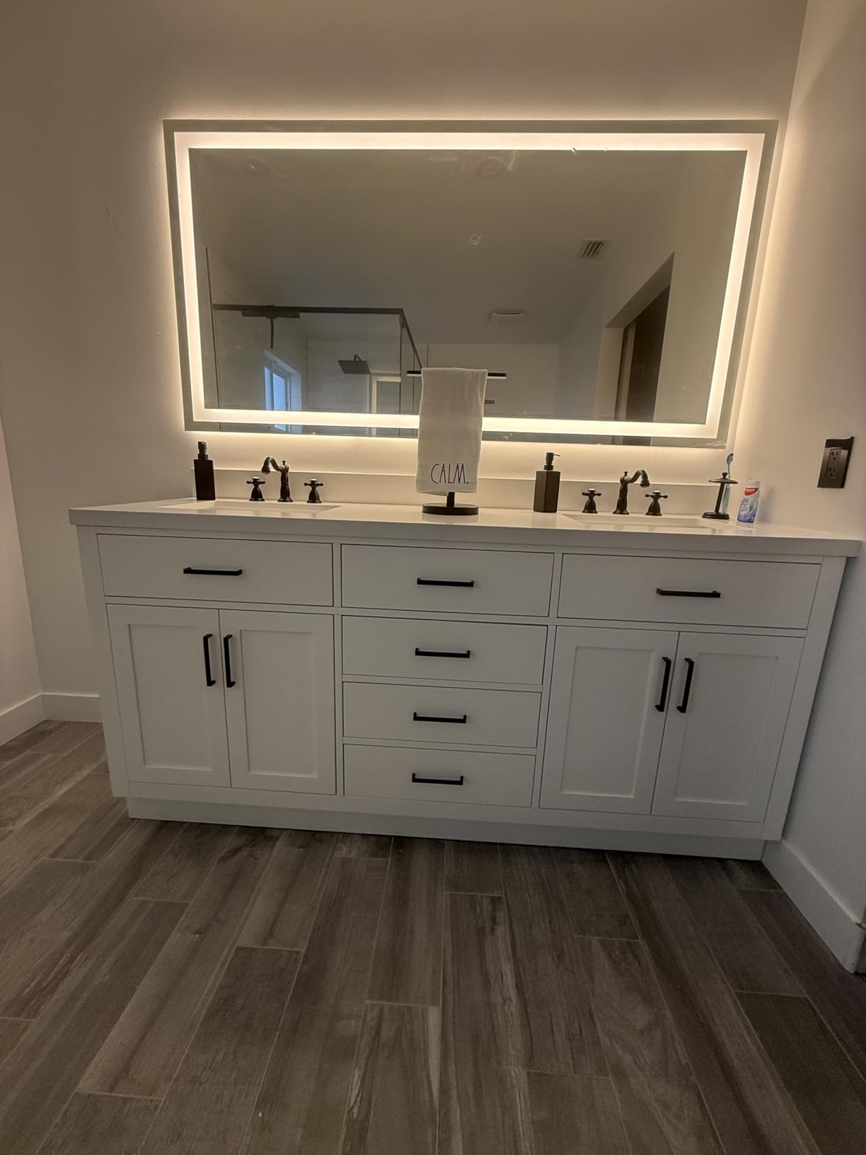 ARIEL Hepburn 72-inch Bathroom Vanity with Sink, Solid Wood, 1.5-inch Pure White Quartz Countertop, Double Rectangular Porcelain Sink, 4 Soft Closing Doors, 6 Dovetail Drawers, White Oak customer photo 2