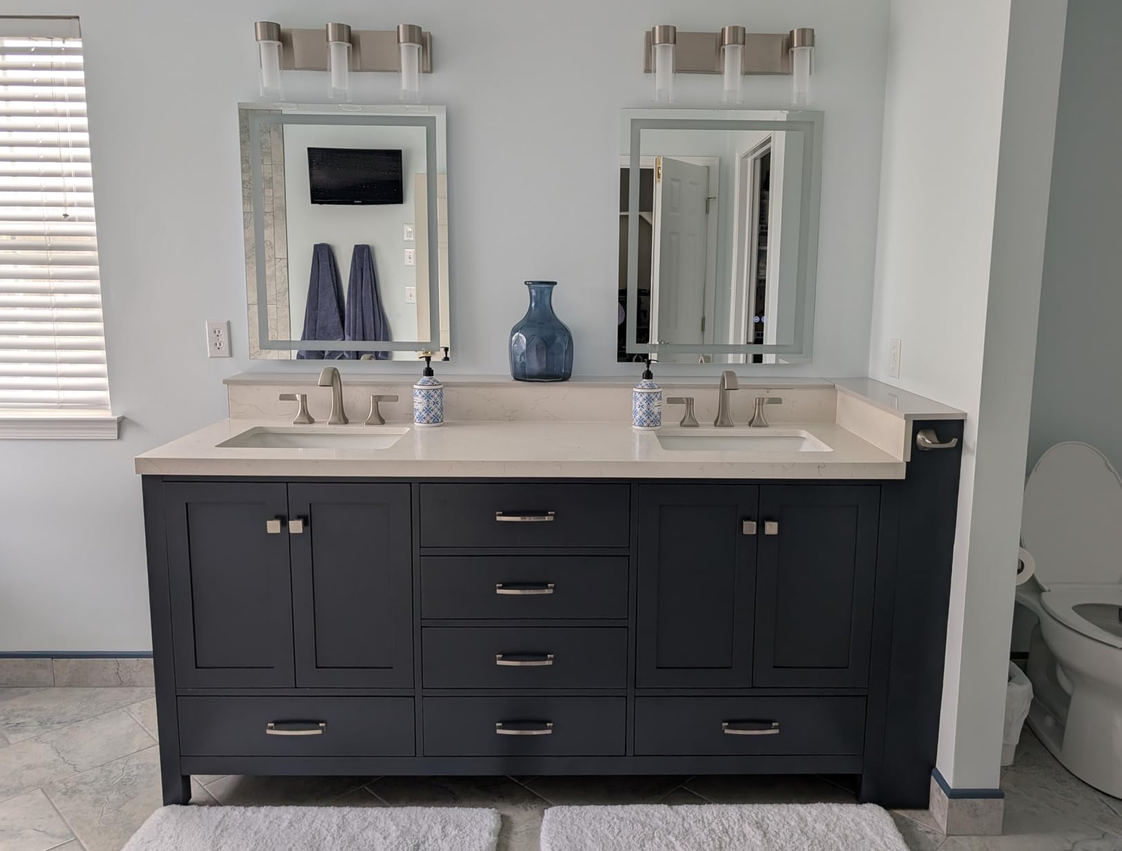 ARIEL Cambridge 72-inch Bathroom Vanity with Sink, Solid Wood, 1.5-inch Pure White Quartz Countertop, Double Rectangular Porcelain Sink, 4 Soft Closing Doors, 6 Dovetail Drawers, White Oak customer photo 1