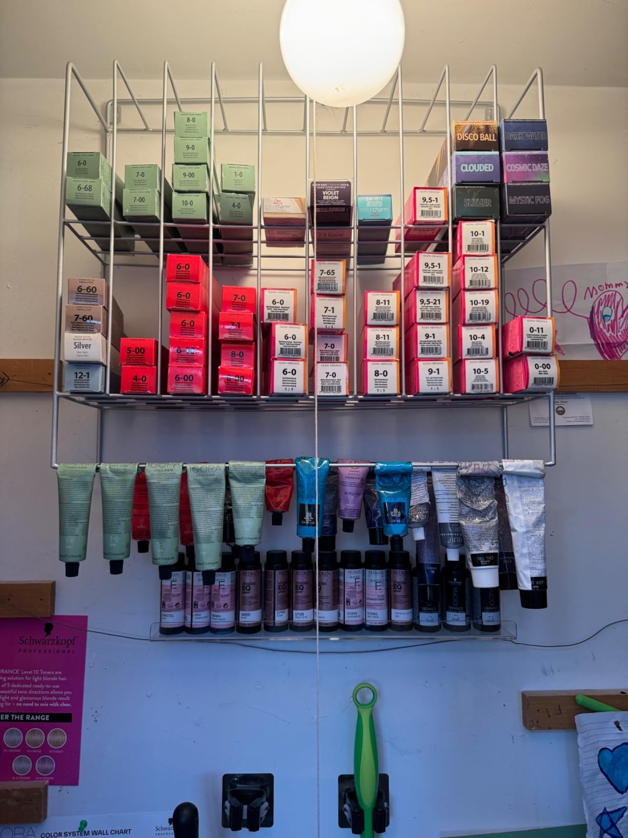 Large Hair Color Organizer, Hair Color Metal Rack, 2 Tiers Color Storage for Salon, Hair Color Tube Storage Rack, Wall Mount Hair Color Holder Organizer, Color Rack for Hair Salon Black customer photo 1
