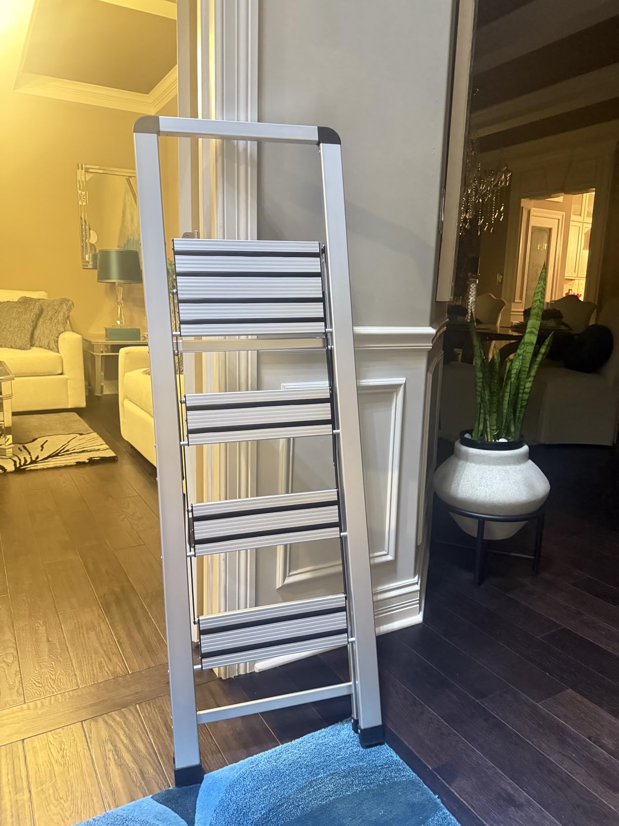 Step Ladder 2 Step Folding, Decorative - Modern Beautiful Black Aluminum,Lock Mechanism, Ultra Slim Profile, Anti Slip Steps, Sturdy-Portable for Home, Office, Kitchen, Photography Use,by SORFEY customer photo 1