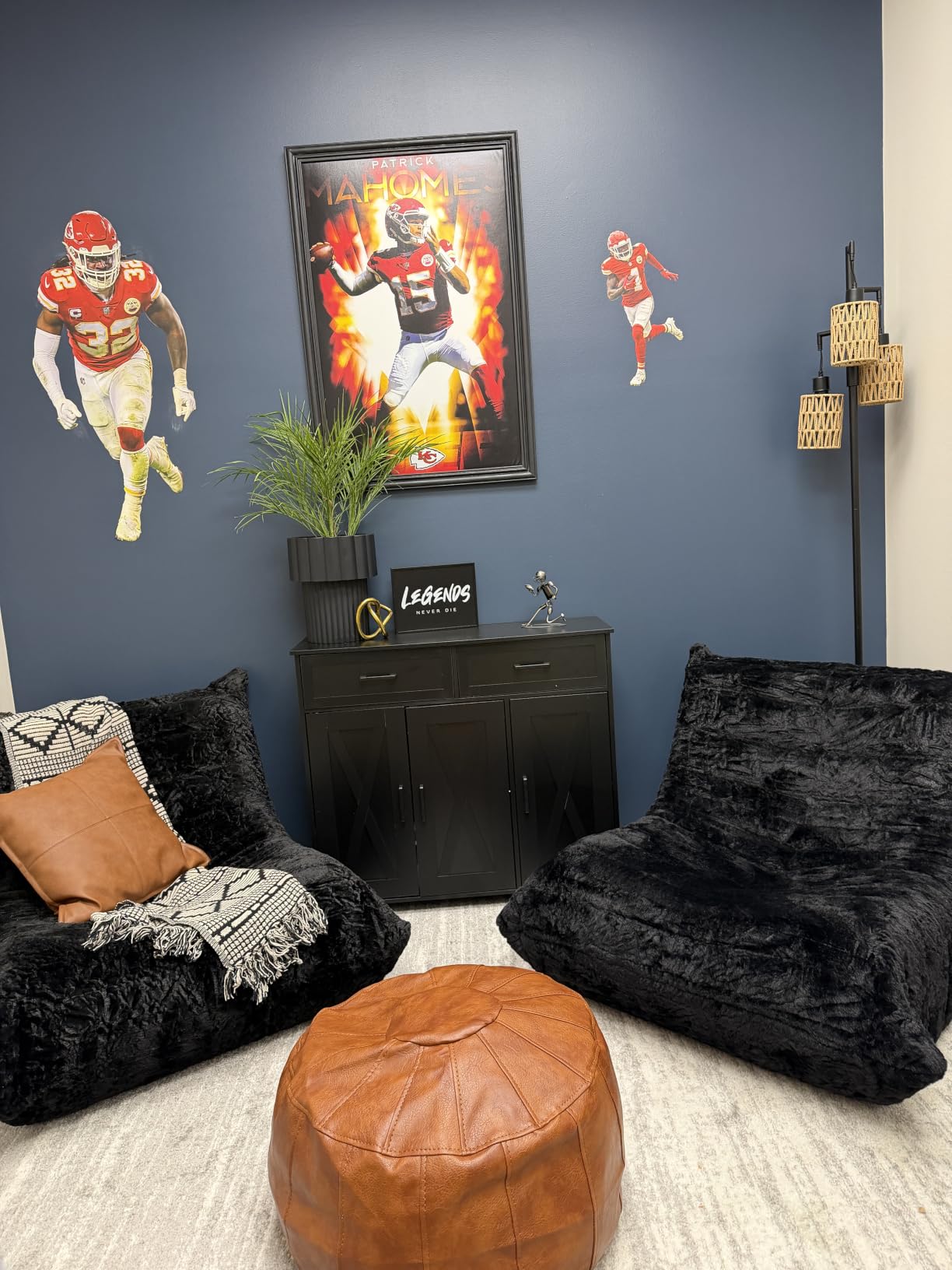 Bean Bag Chairs for Adults Giant Bean Bag Chair Memory Foam BeanBag Chair Bean Bag Sofa with Filler Faux Fur Fireside Beanbags Lazy Sofa for Living Room Bedroom Office (Black Plush, Single) customer photo 1