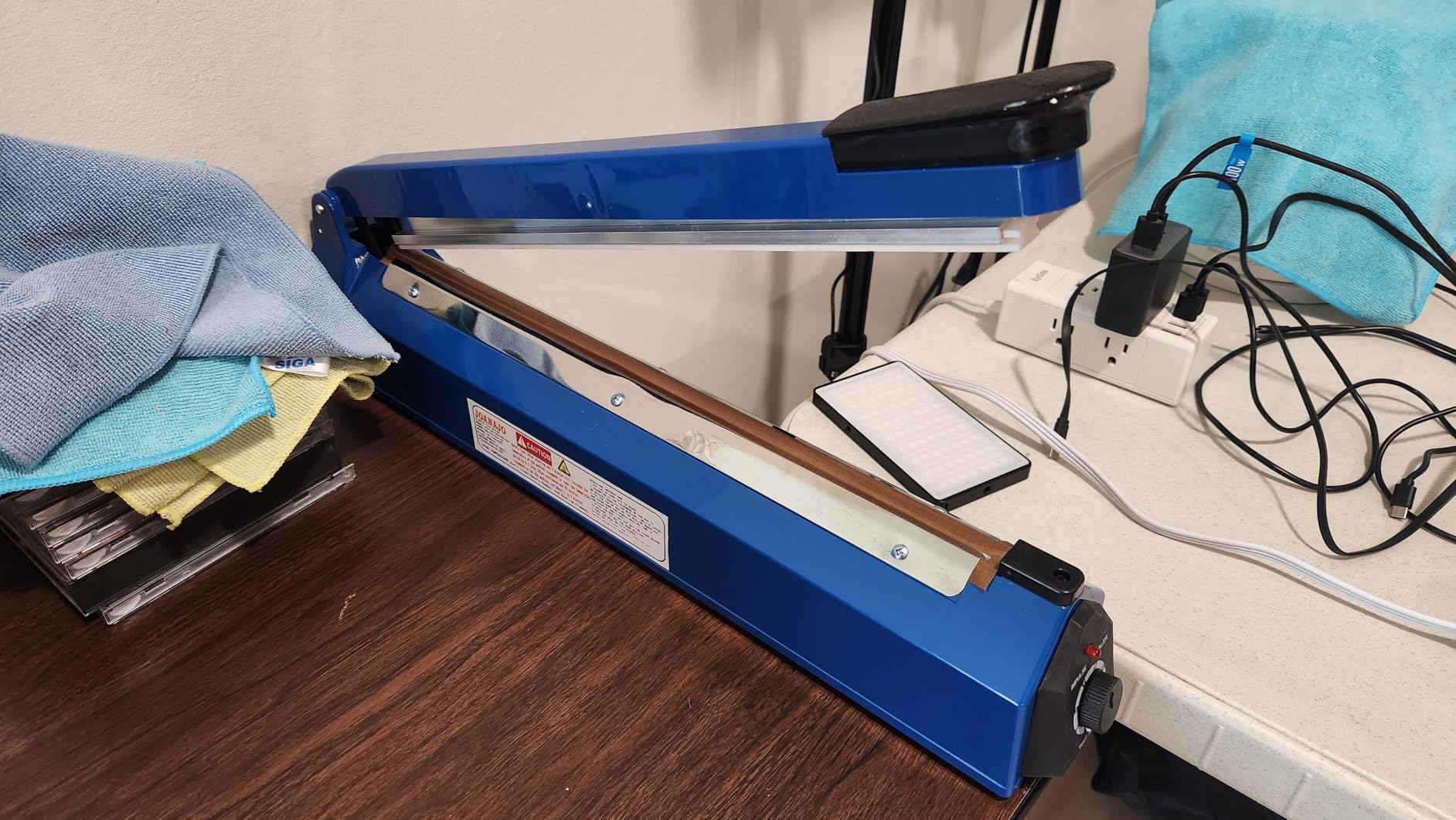 Impulse Sealer 16 inch Manual Heat Sealer Machine with Adjustable Heating Mode, ABS Shrink Wrap Bag Sealers for Plastic PE PP Bags, Portable Poly Bag Sealing Machine with Extra Replace Kit (blue) customer photo 2