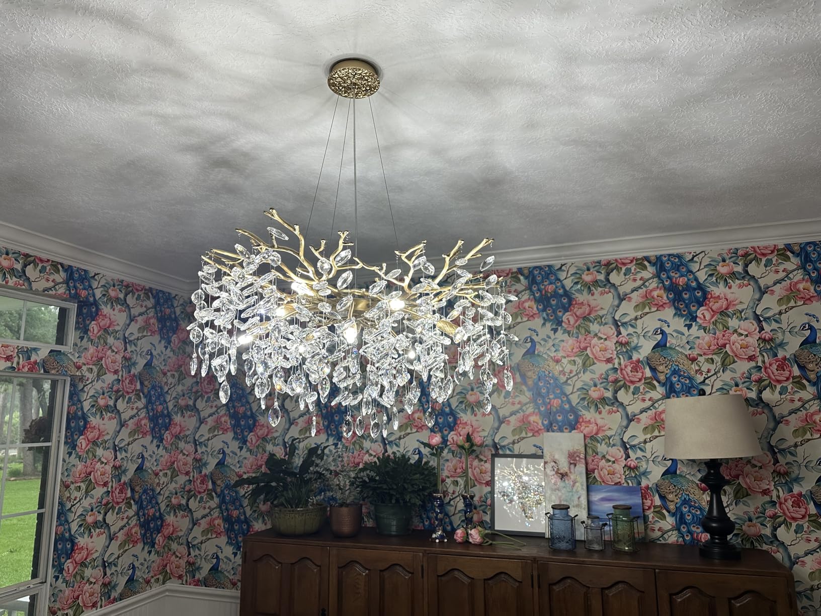 Modern Tree Branch Crystal Chandelier Luxury Silver Crystal Pendant Lighting 23.6 Contemporary 8-Light Chandeliers for Dining Room customer photo 1