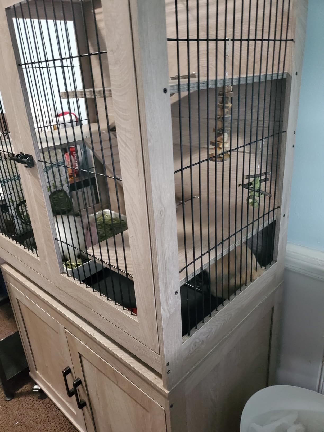 unipaws Hedgehog Cage with Storage Cabinet, Hamster Cage for Rat and Guinea Pigs, Clear Transparent PVC Visual Small Animal Cage with Tray, Hamster Enclosure, Grey customer photo 1