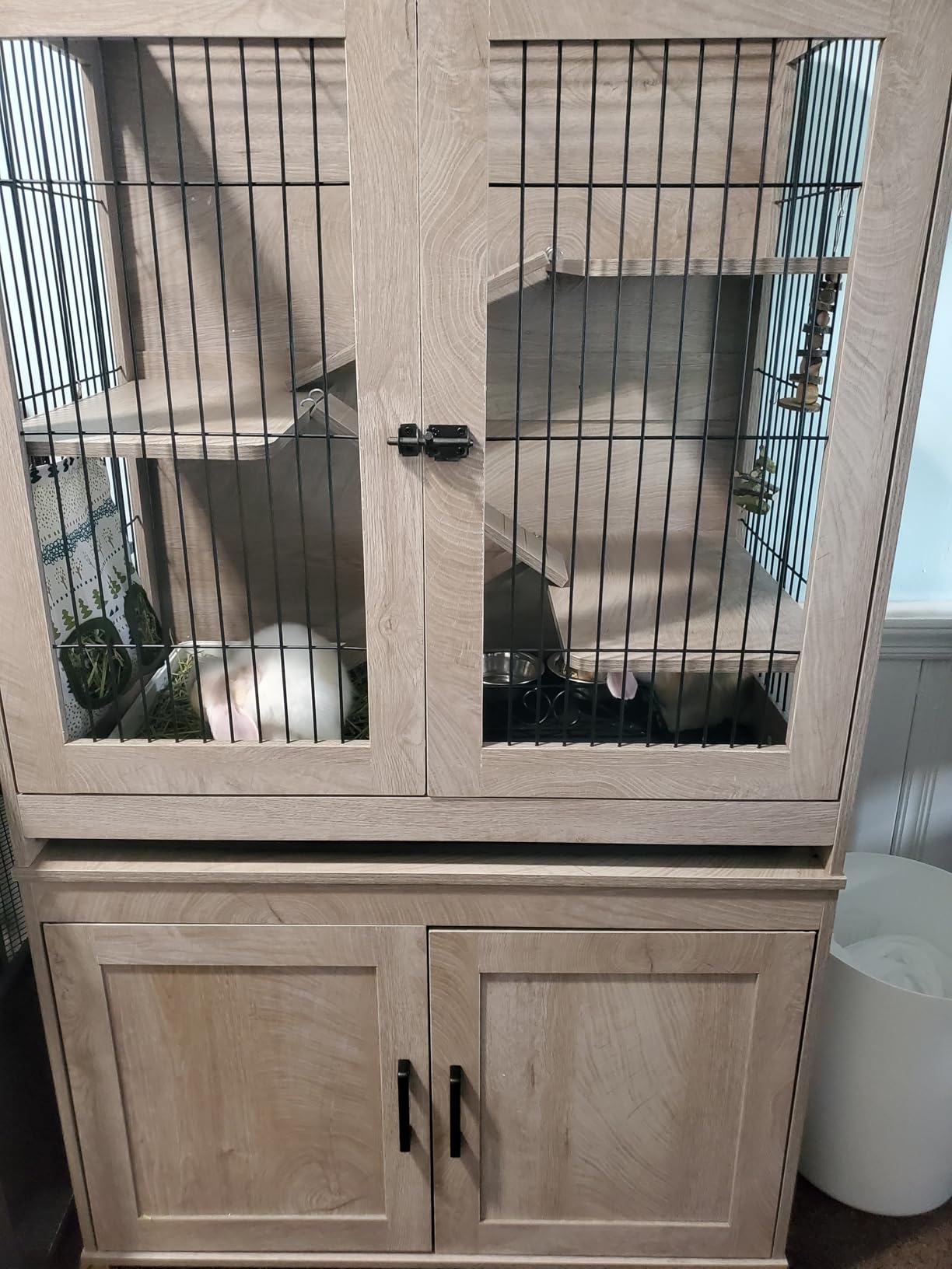 unipaws Hedgehog Cage with Storage Cabinet, Hamster Cage for Rat and Guinea Pigs, Clear Transparent PVC Visual Small Animal Cage with Tray, Hamster Enclosure, Grey customer photo 2