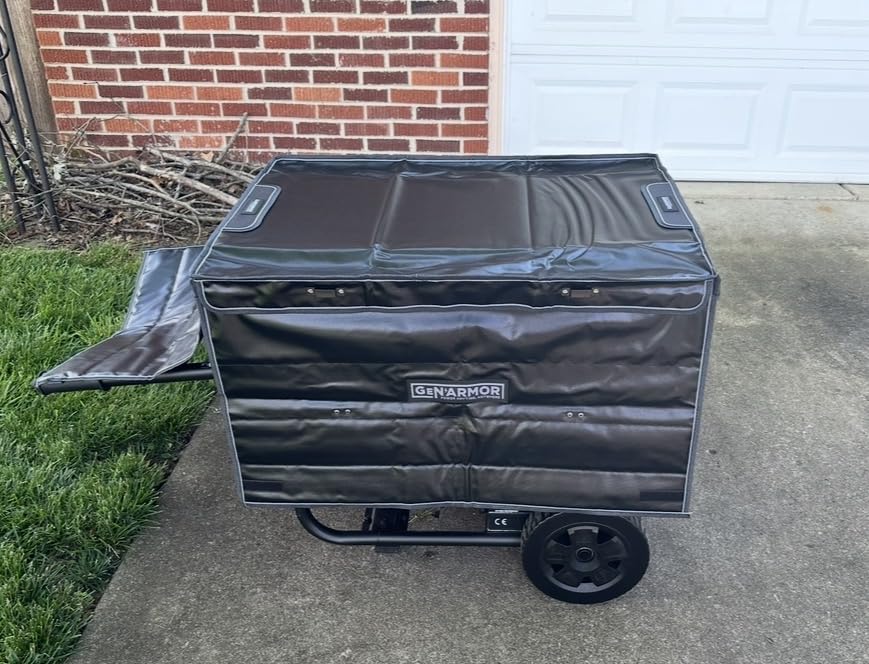 GenArmor Generator Covers While Running, 100% Waterproof Heavy Duty Tarps Generator Tent, Portable Outdoor Generator Enclosure for Most 4000w~13000w Generators, Black, Standard customer photo 1