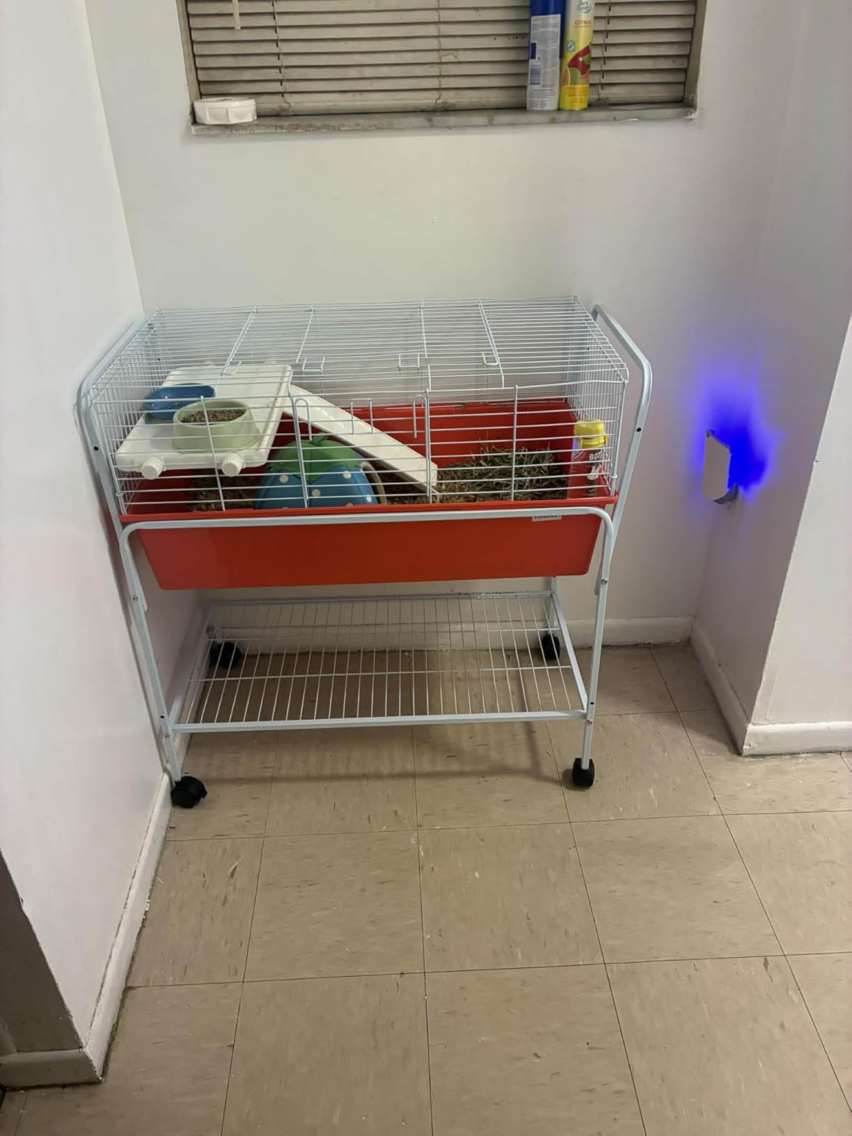 PawHut Two-Story Small Animal Cage Removable from Stand, Guinea Pig Cage with Shelf & Wheels, Pet Habitat for Hedgehog, Chinchilla, Ferret, 39