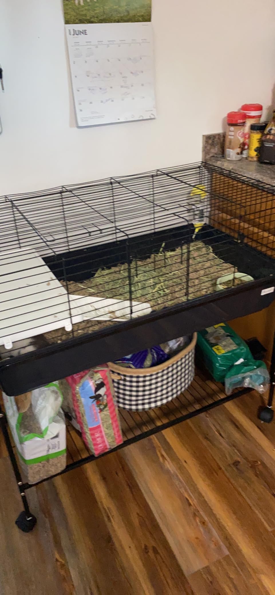 PawHut Two-Story Small Animal Cage Removable from Stand, Guinea Pig Cage with Shelf & Wheels, Pet Habitat for Hedgehog, Chinchilla, Ferret, 39