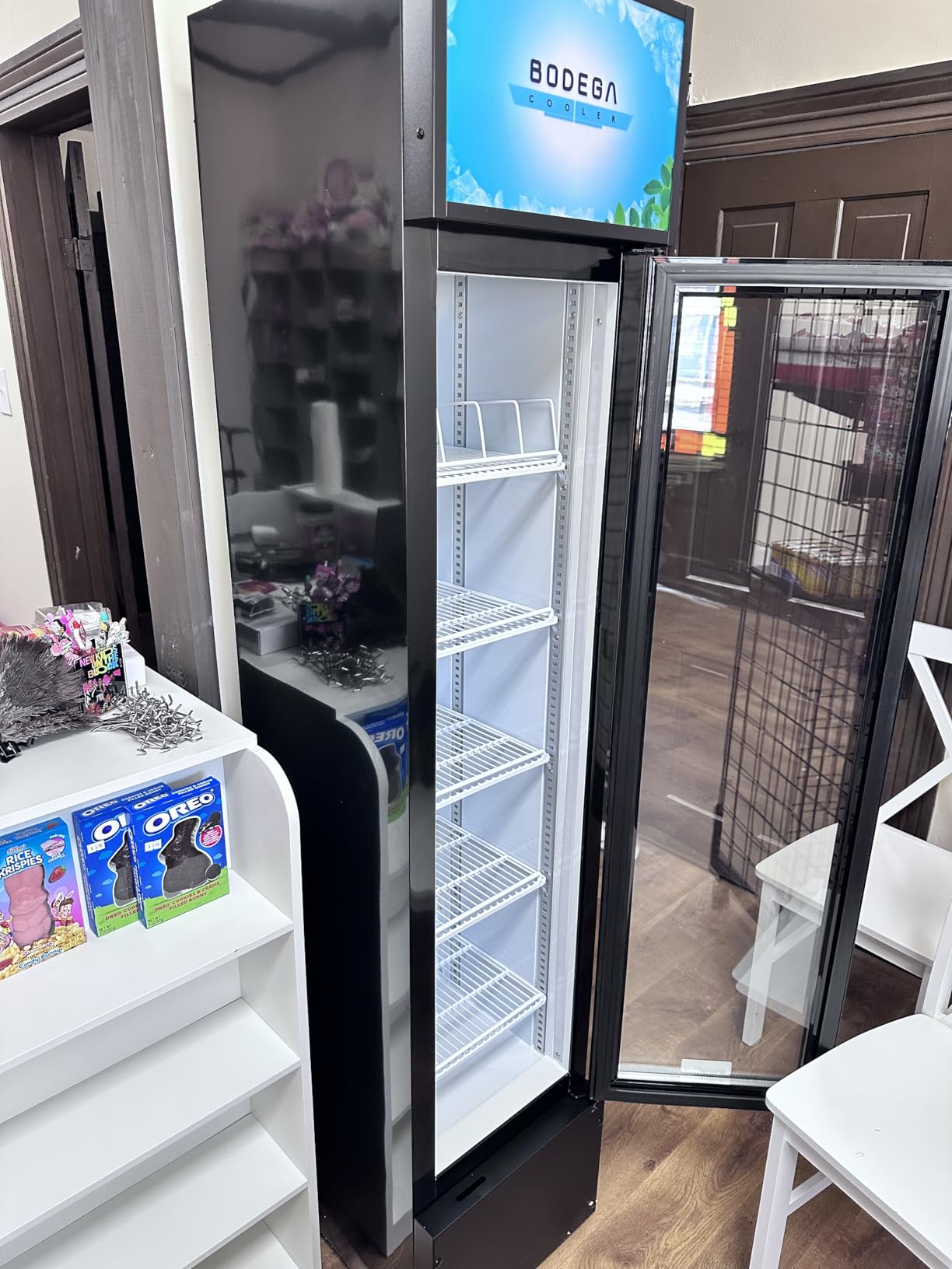 BODEGACOOLER Commercial Refrigerator, 36.8 Cu.Ft Glass Door Beverage Cooler | Upright Double Door Merchandiser Display Refrigerator with Soft LED Light, Adjustable Shelves, 4 Heavy-Duty Casters customer photo 2