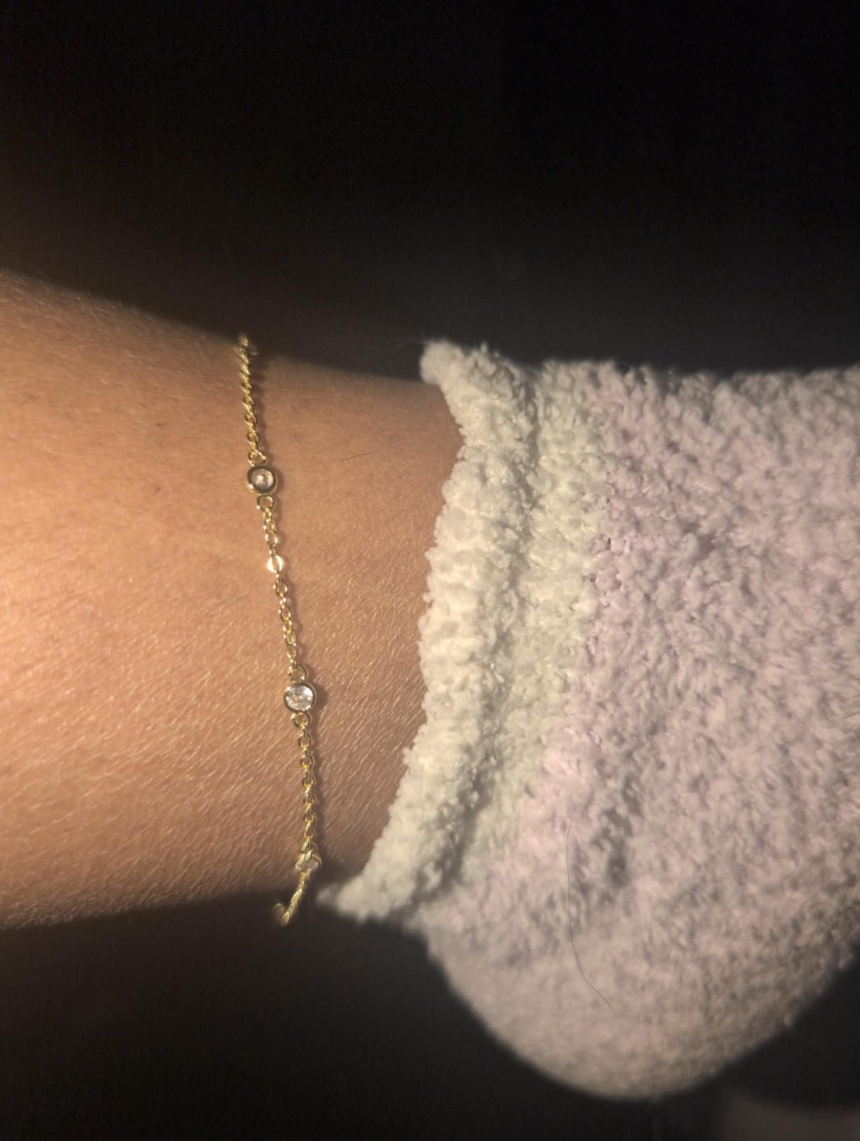 14K Gold Anklets for Women Non Tarnish 1/5 Carat Diamond Ankle Bracelet 14K Gold Ankle Bracelets for Women Waterproof Box Station Chain Design Jewelry for Women 9/10/11in customer photo 1
